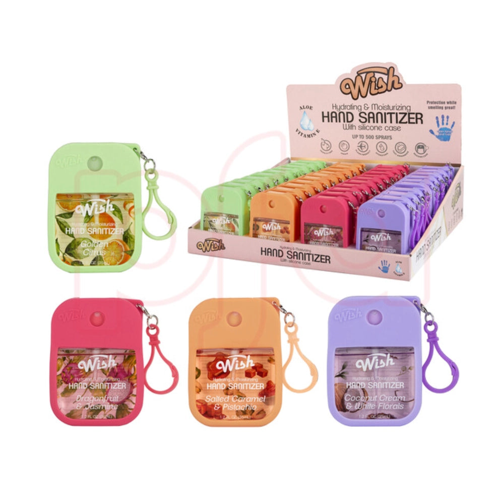 Wish - Liquid Hand Sanitizer Spray 1.2oz w/ Silicone Holder