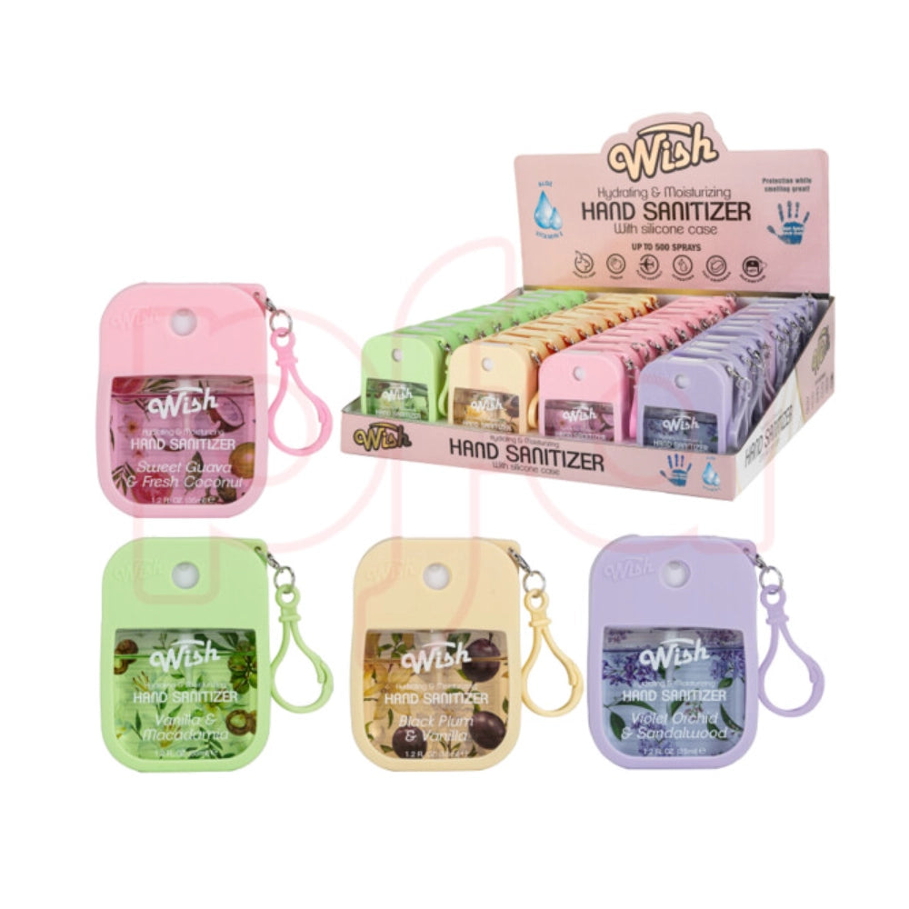 Wish - Liquid Hand Sanitizer Spray 1.2oz w/ Silicone Holder