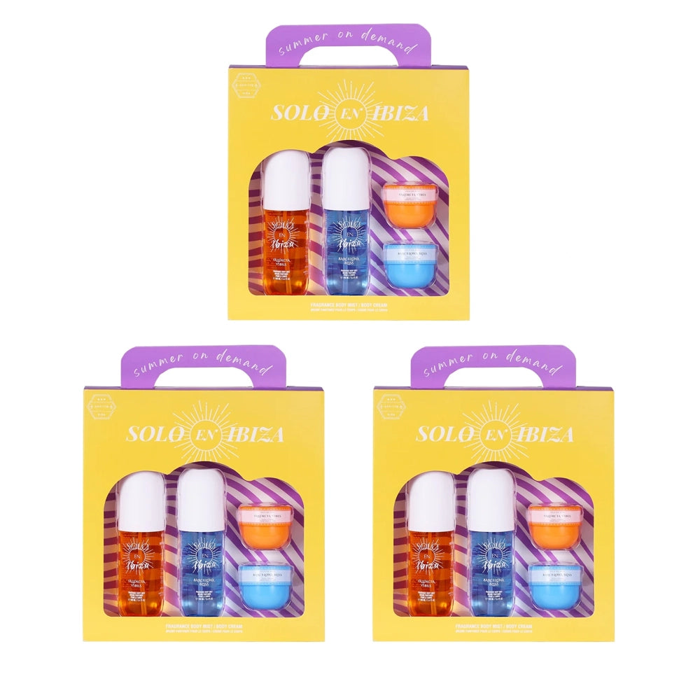 SOLO EN IBIZA - Body Mist & Cream Gift Set Valencia Vibes, Barcelona Bliss 4 Piece