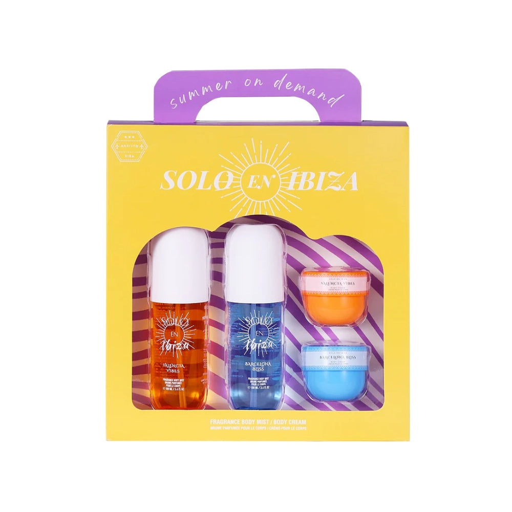 SOLO EN IBIZA - Body Mist & Cream Gift Set Valencia Vibes, Barcelona Bliss 4 Piece