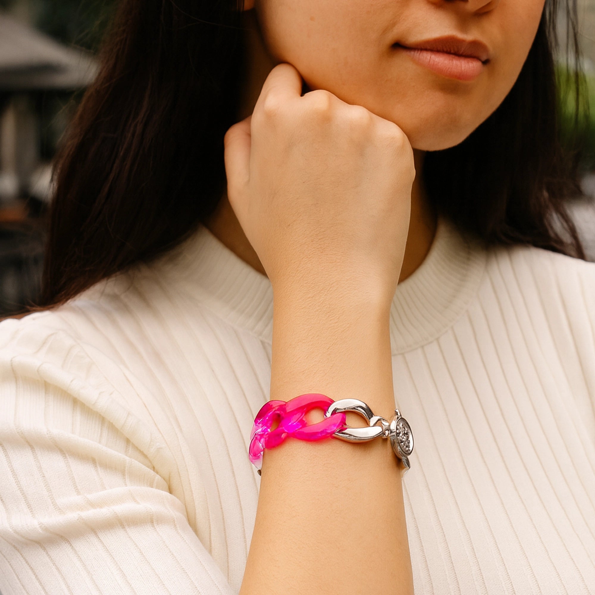 Chunky Acrylic Chain Link Bracelets – Dual Tone Collection