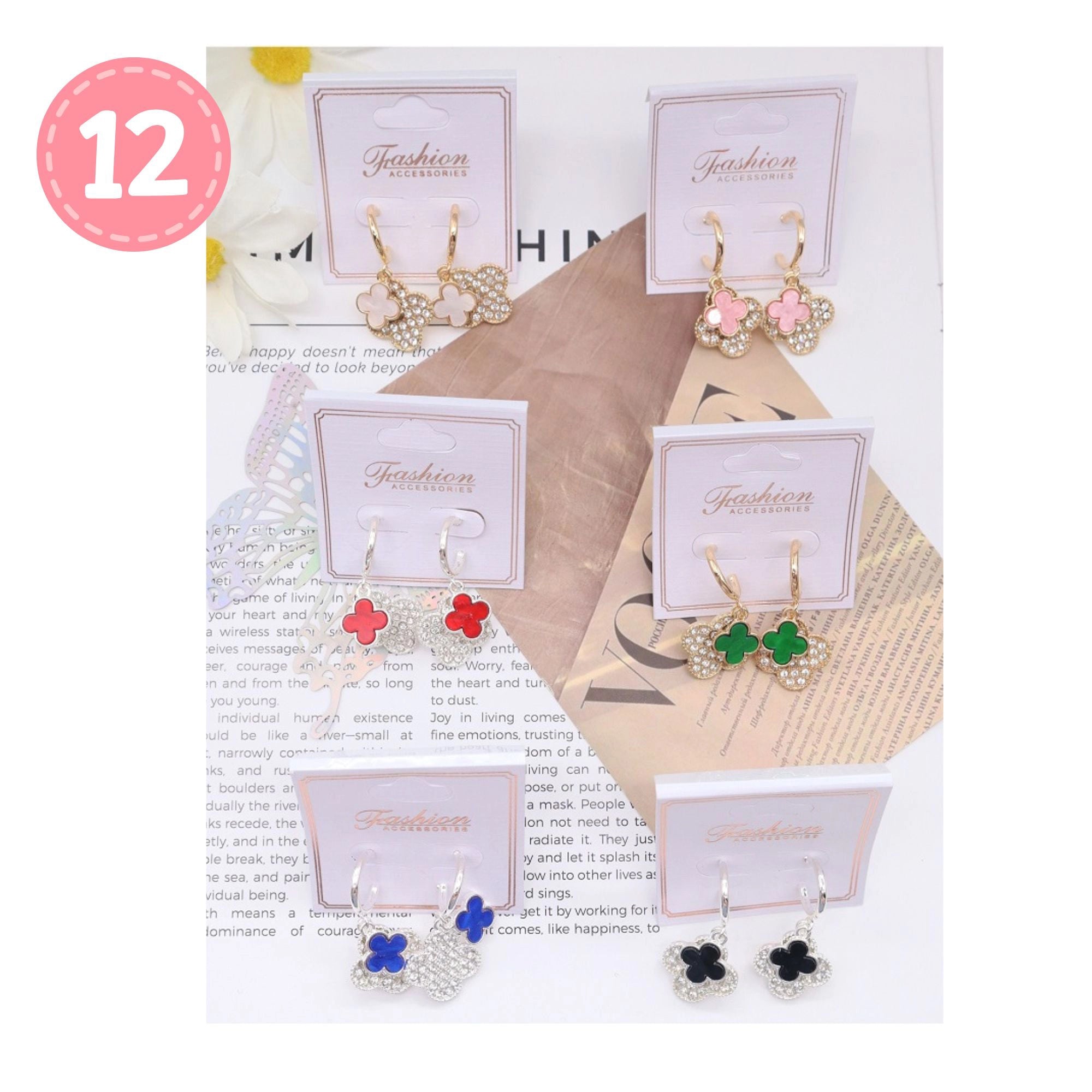 Lucky Clover Hoops | Pave Crystal Dangle Earrings