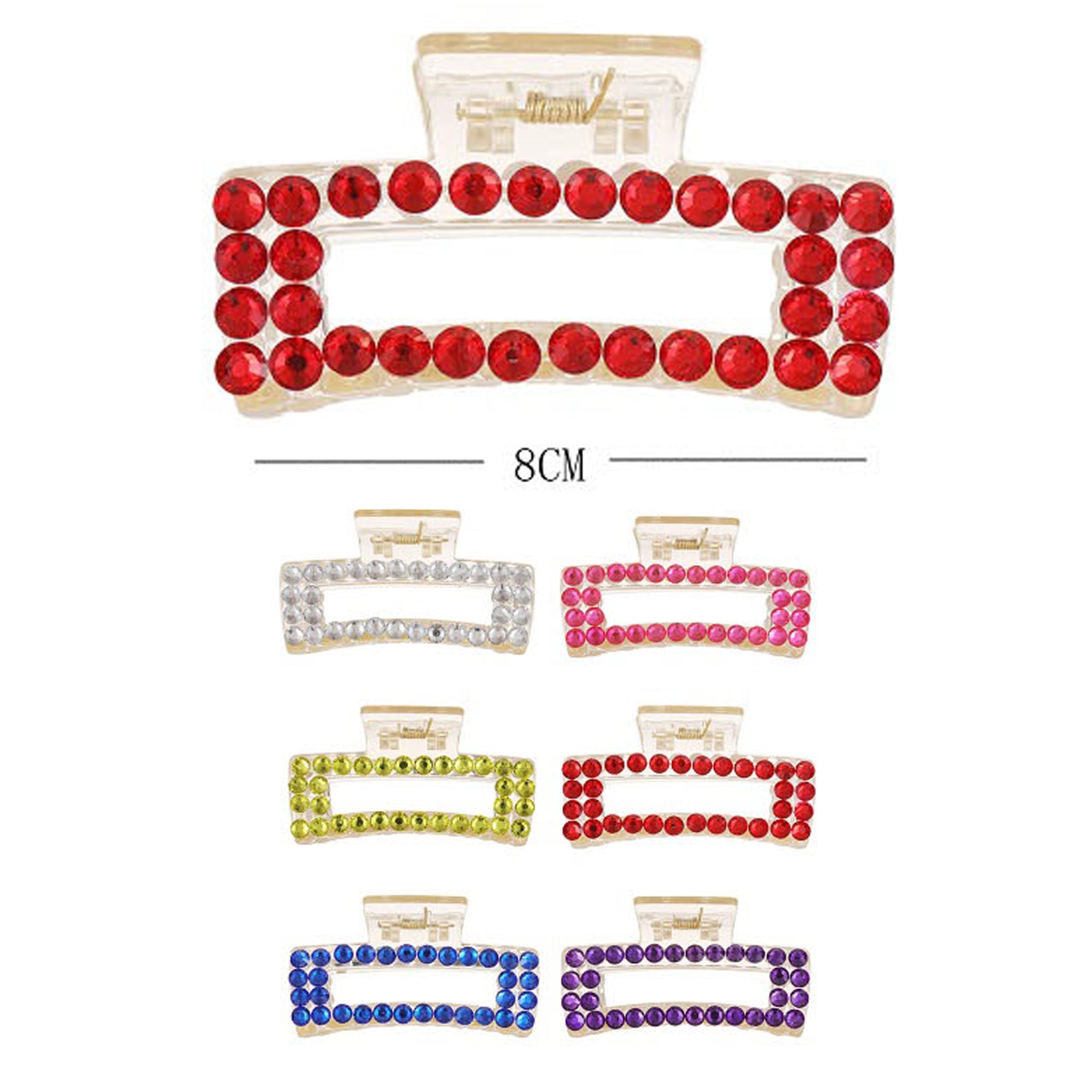 Colorful Rhinestone Open Hair Claw for Fine to Medium Hair