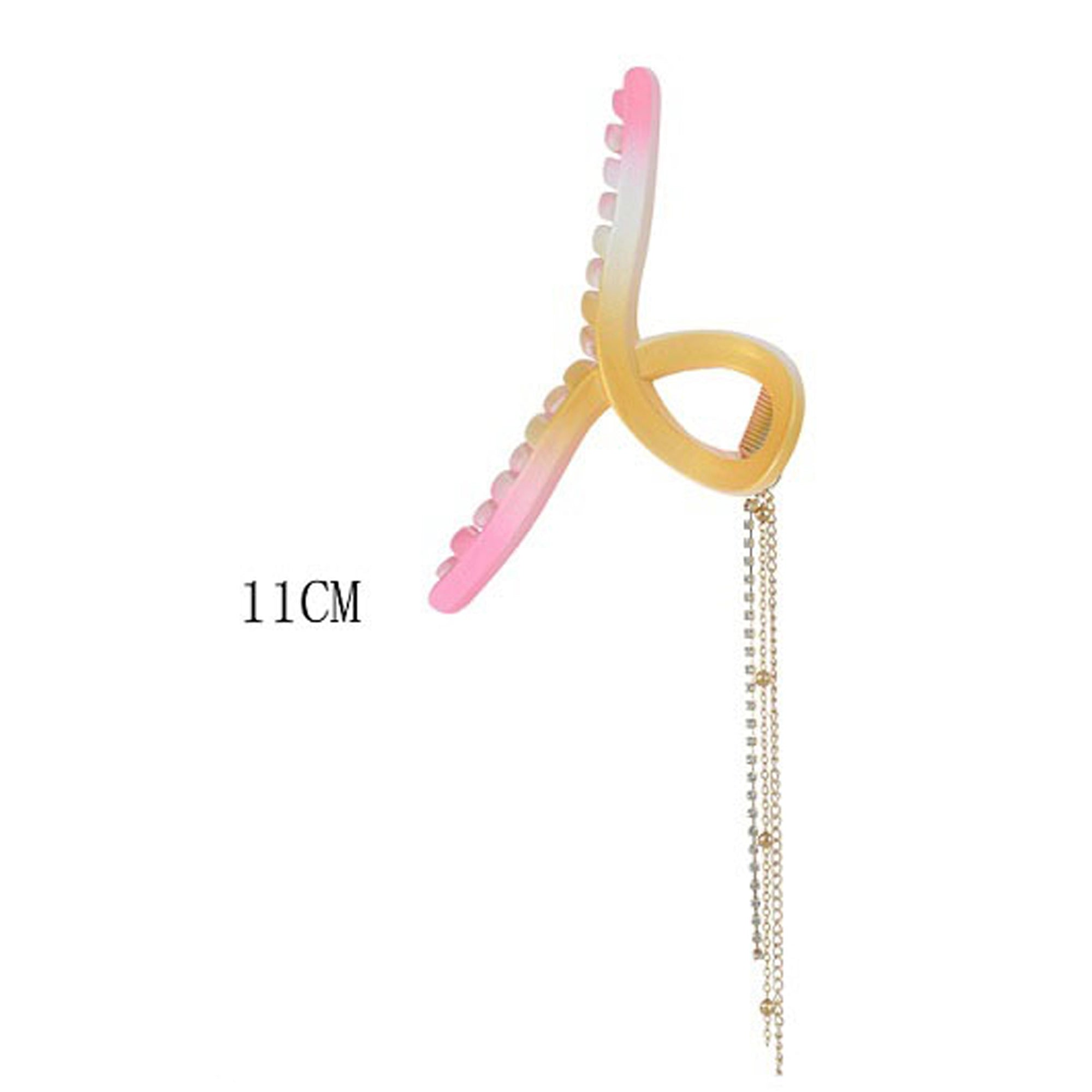 Elegant Gradient Hair Claw Clip with Gold Chain Tassels | 11cm Claw