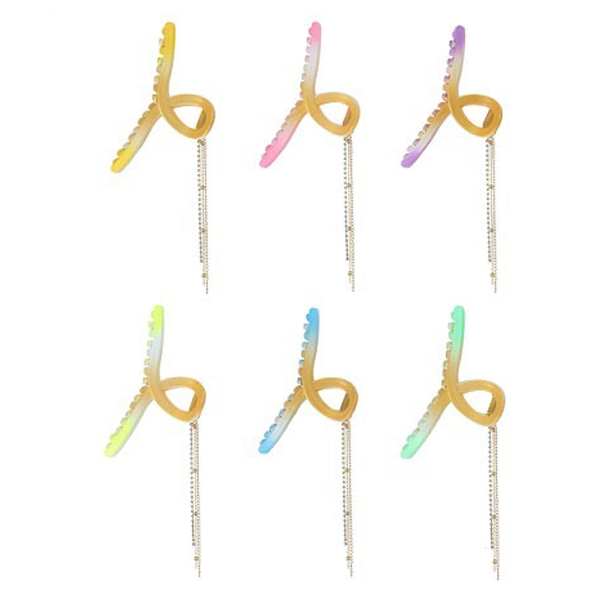 Elegant Gradient Hair Claw Clip with Gold Chain Tassels | 11cm Claw