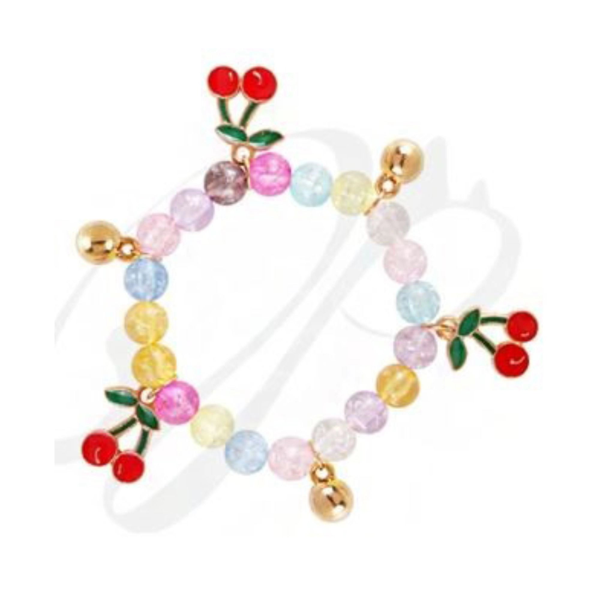Colorful Beaded Cherry Charm Bracelet