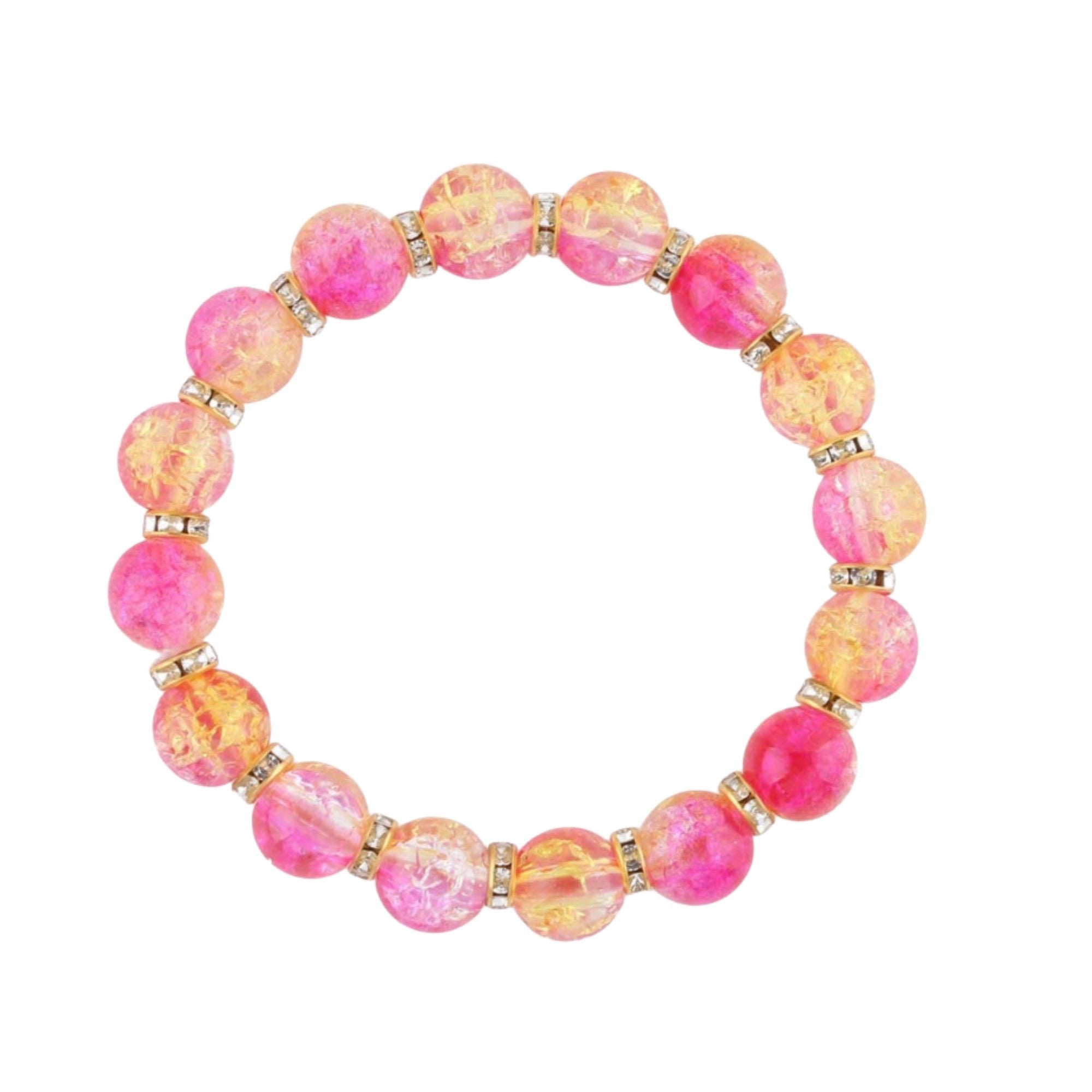 Beaded Charm Bracelet Ombre Color - Fun Stretch Bracelet for Women and Girls