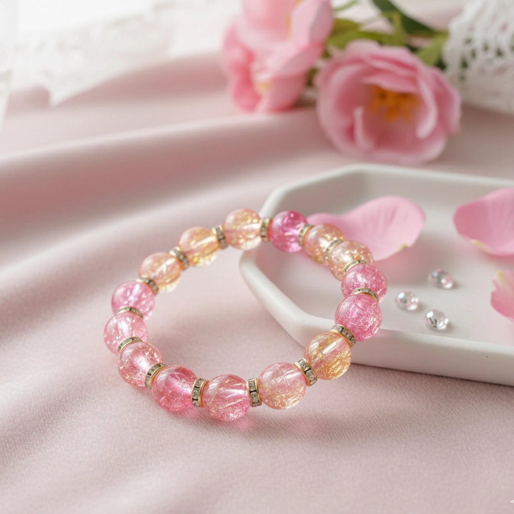 Beaded Charm Bracelet Ombre Color - Fun Stretch Bracelet for Women and Girls