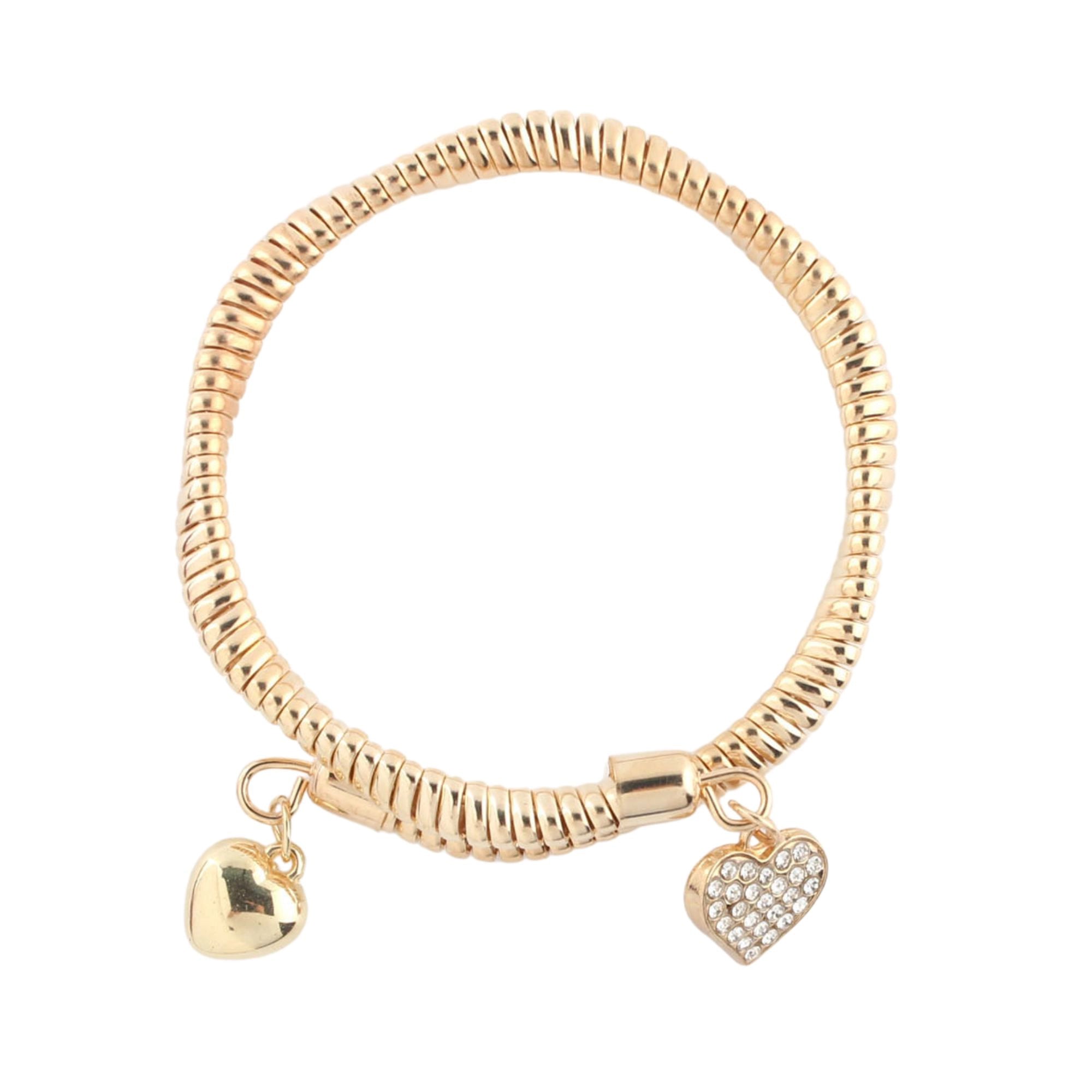 Elegant Gold/Silver-Tone Heart Charm Fashion Bracelet