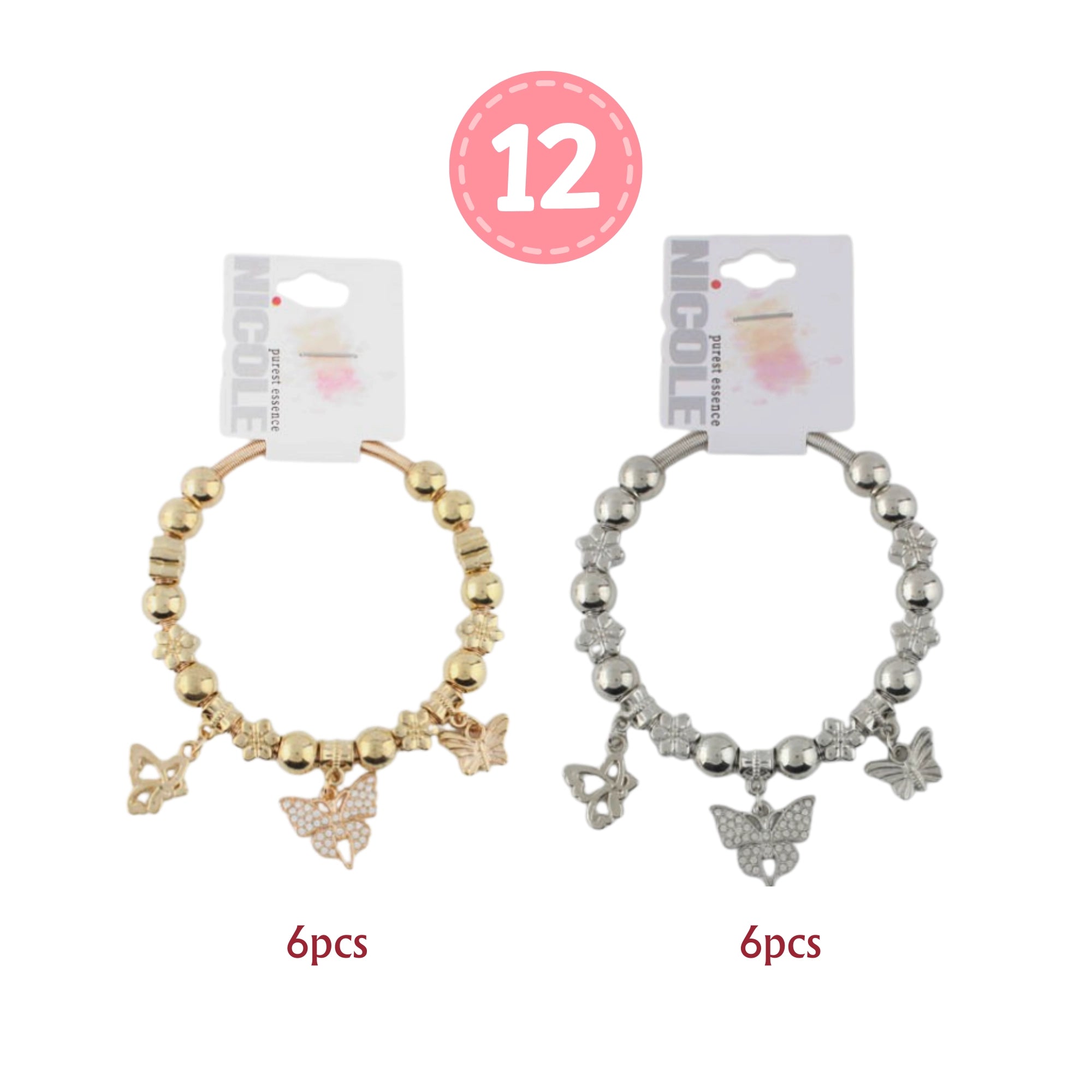 Delicate Dazzle: Flower & Butterfly Stretch Bracelet