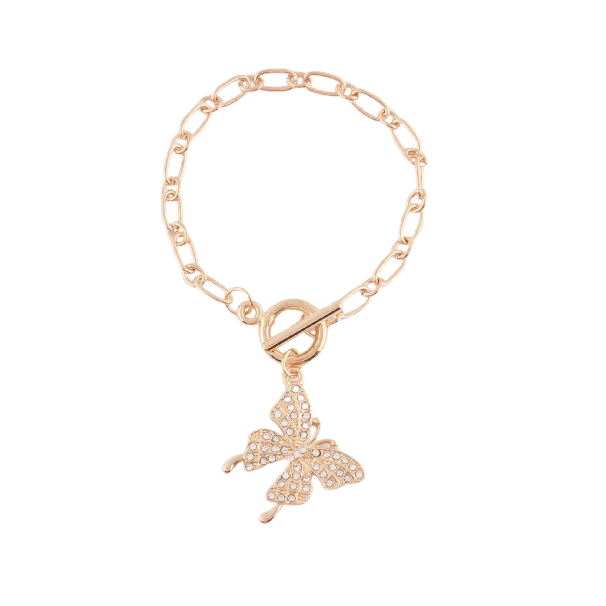 Pave Crystal Butterfly Charm on Chunky Chain