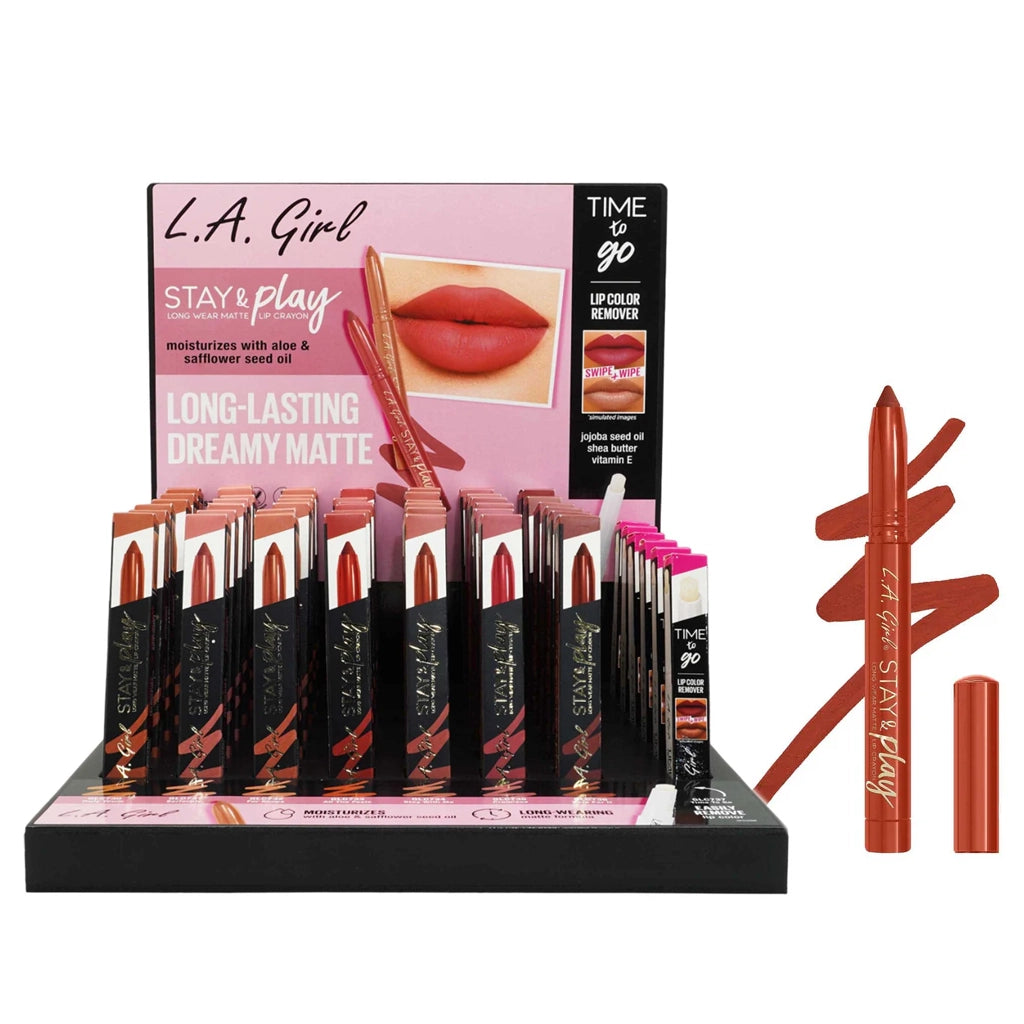L.A. Girl – Stay & Play Matte Lip Crayon Display