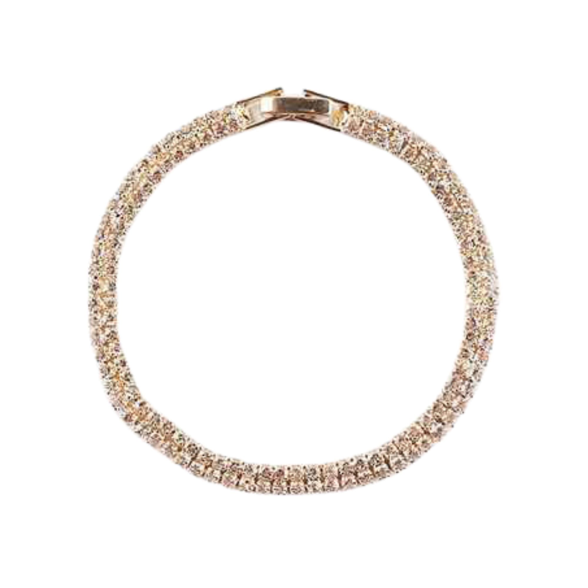 Double-Row Rhinestone Tennis Bracelet in Brilliant Gold/Silver Tone