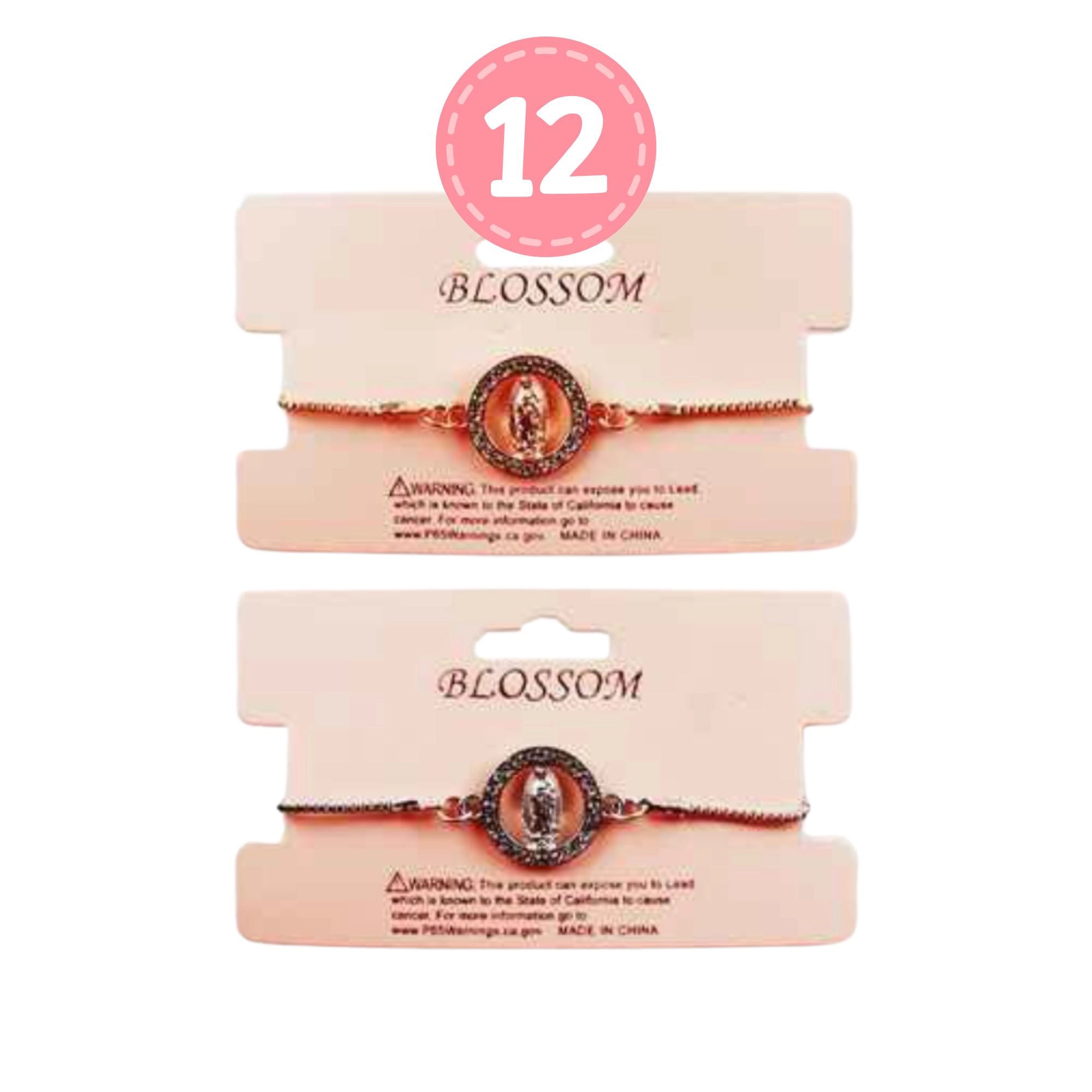 Sacred Sparkle: Adjustable Virgin Mary Bolo Bracelet in Rose Gold