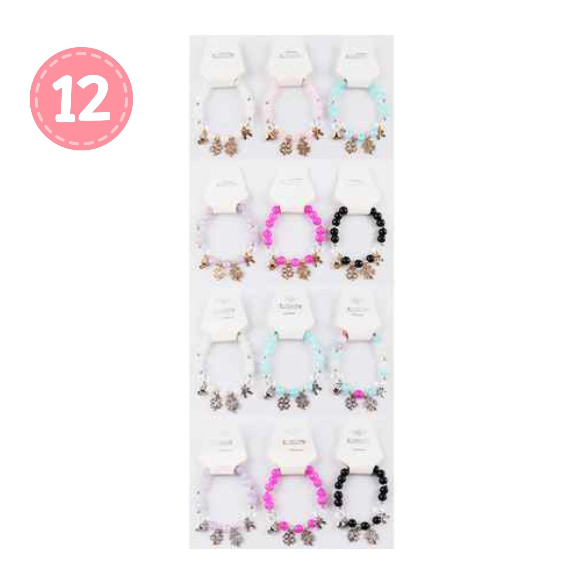 Beaded Charm Bracelet with Clover and Heart Charms – Lucky Stretch Bracelet for Women