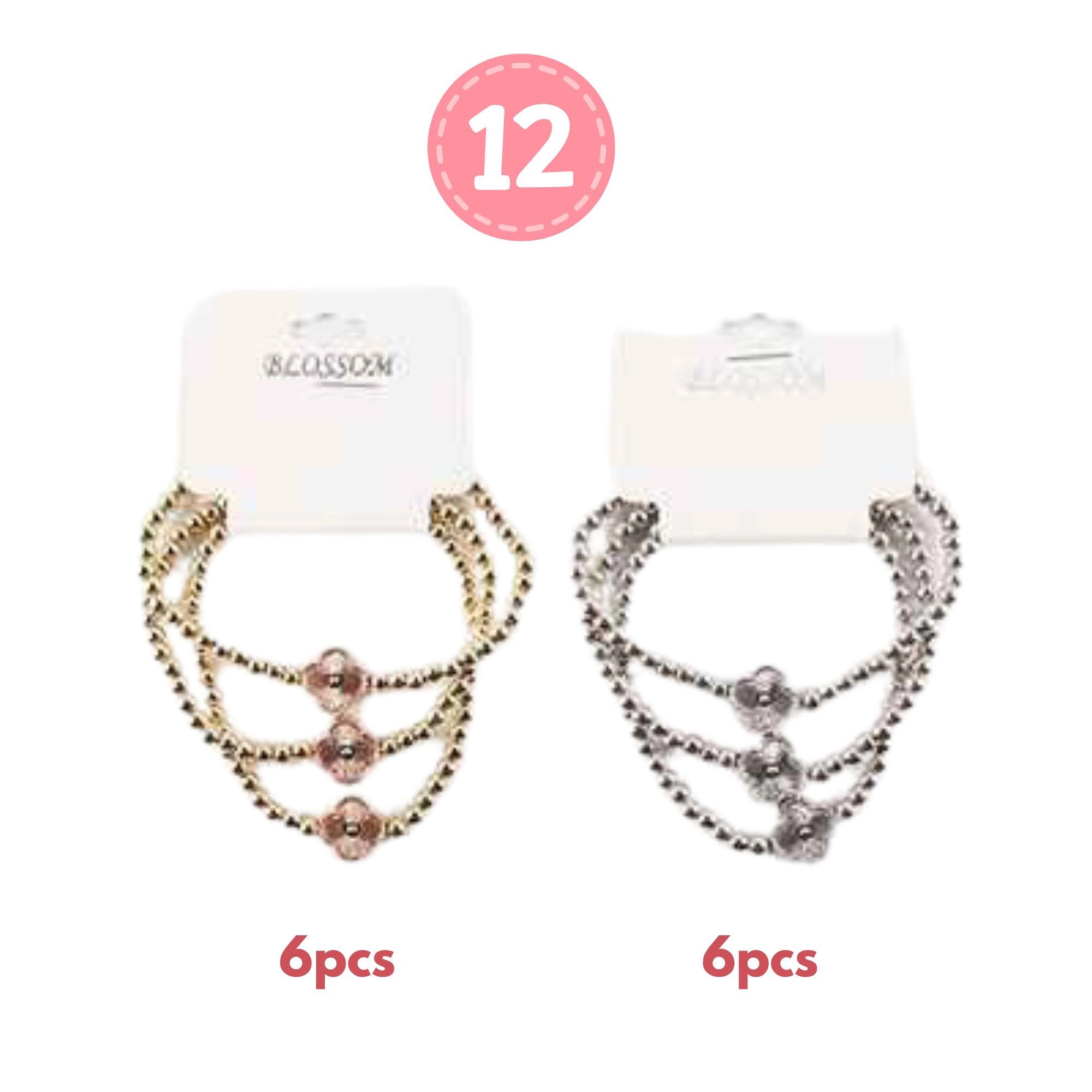 Multi-Strand Beaded Bracelet with Sparkling Clover Charms