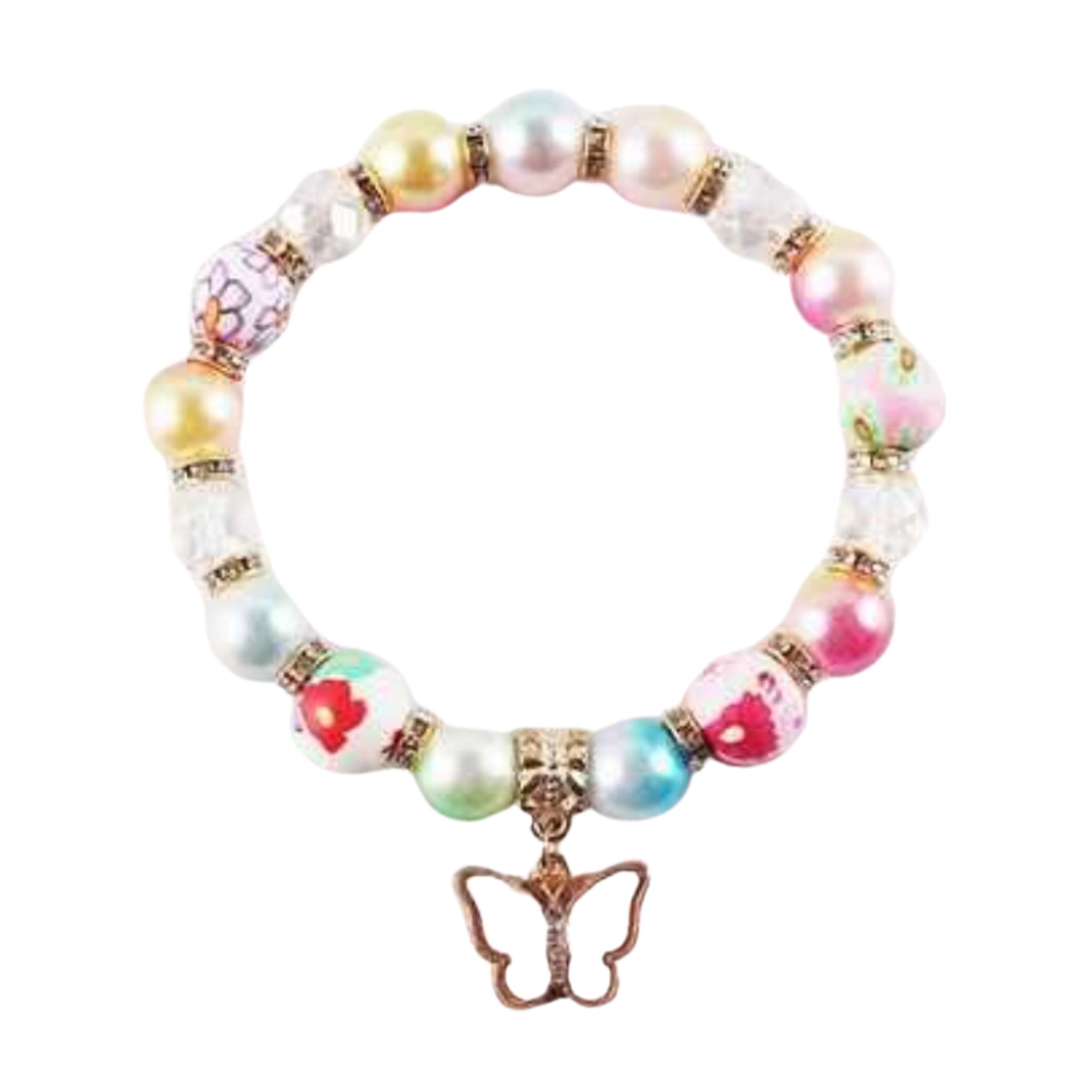 Pastel Floral Butterfly Stretch Bracelet