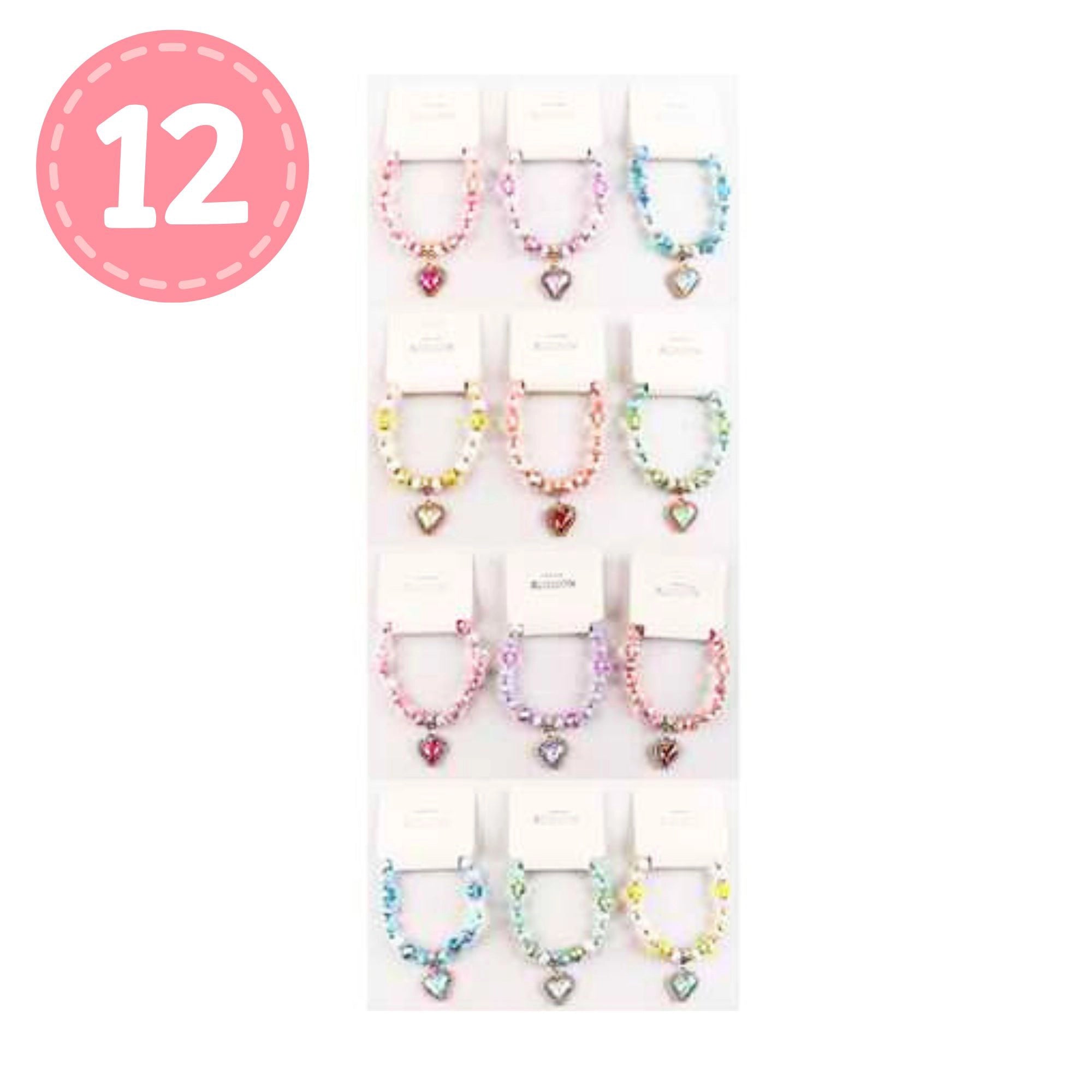 Crystal Heart Charm Beaded Bracelet