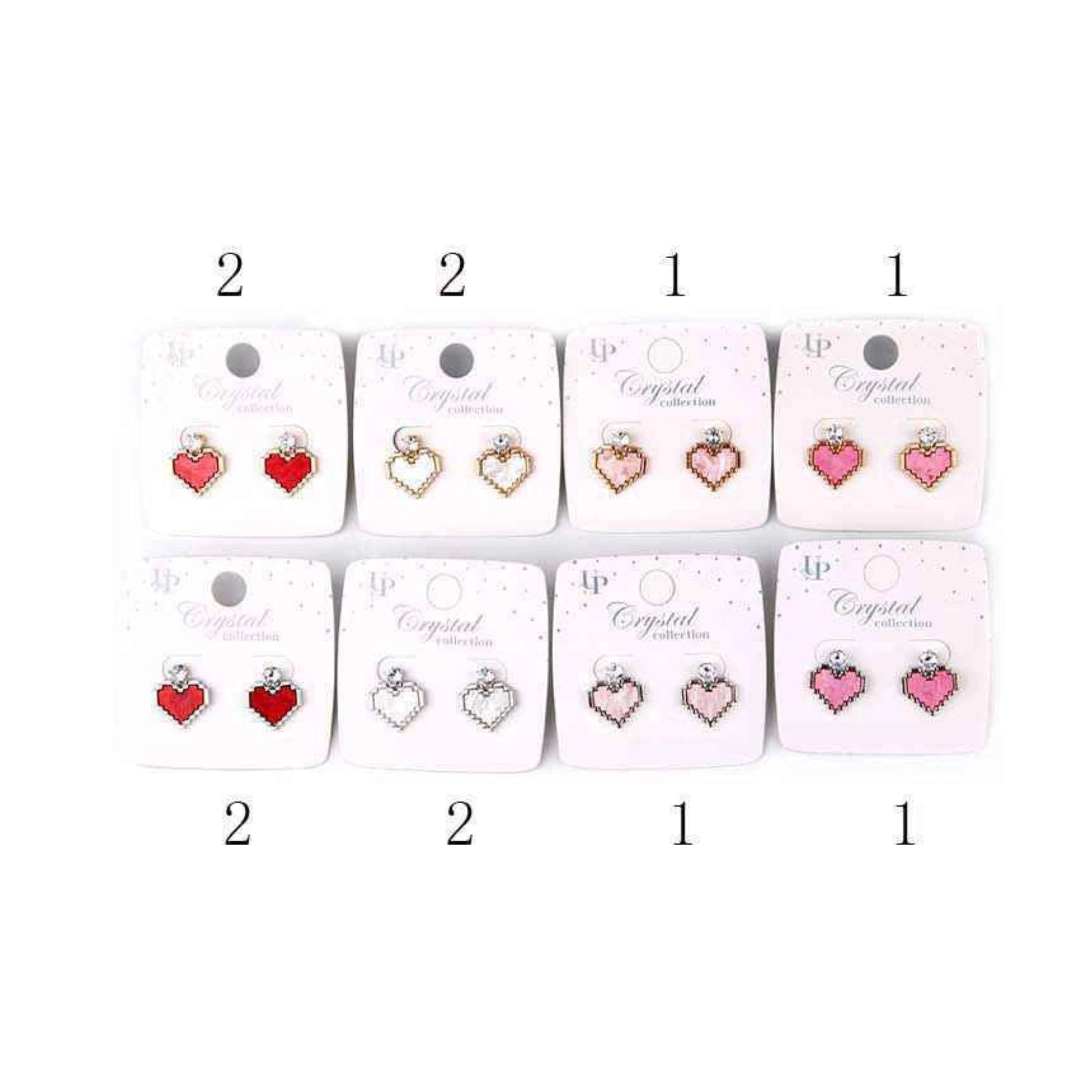 Pixel Love Studs | 8-Bit Heart Earrings with Crystal Accent