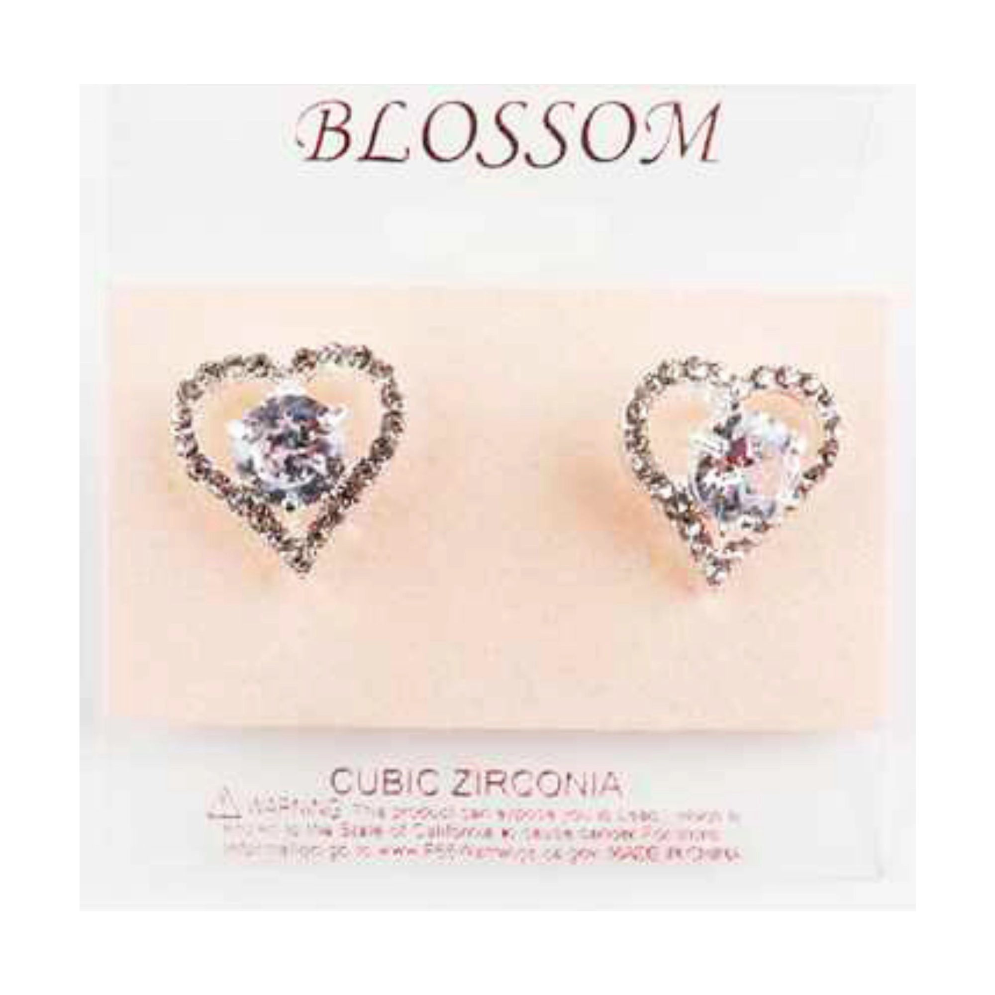 Love Sparkle: Cubic Zirconia Heart Studs