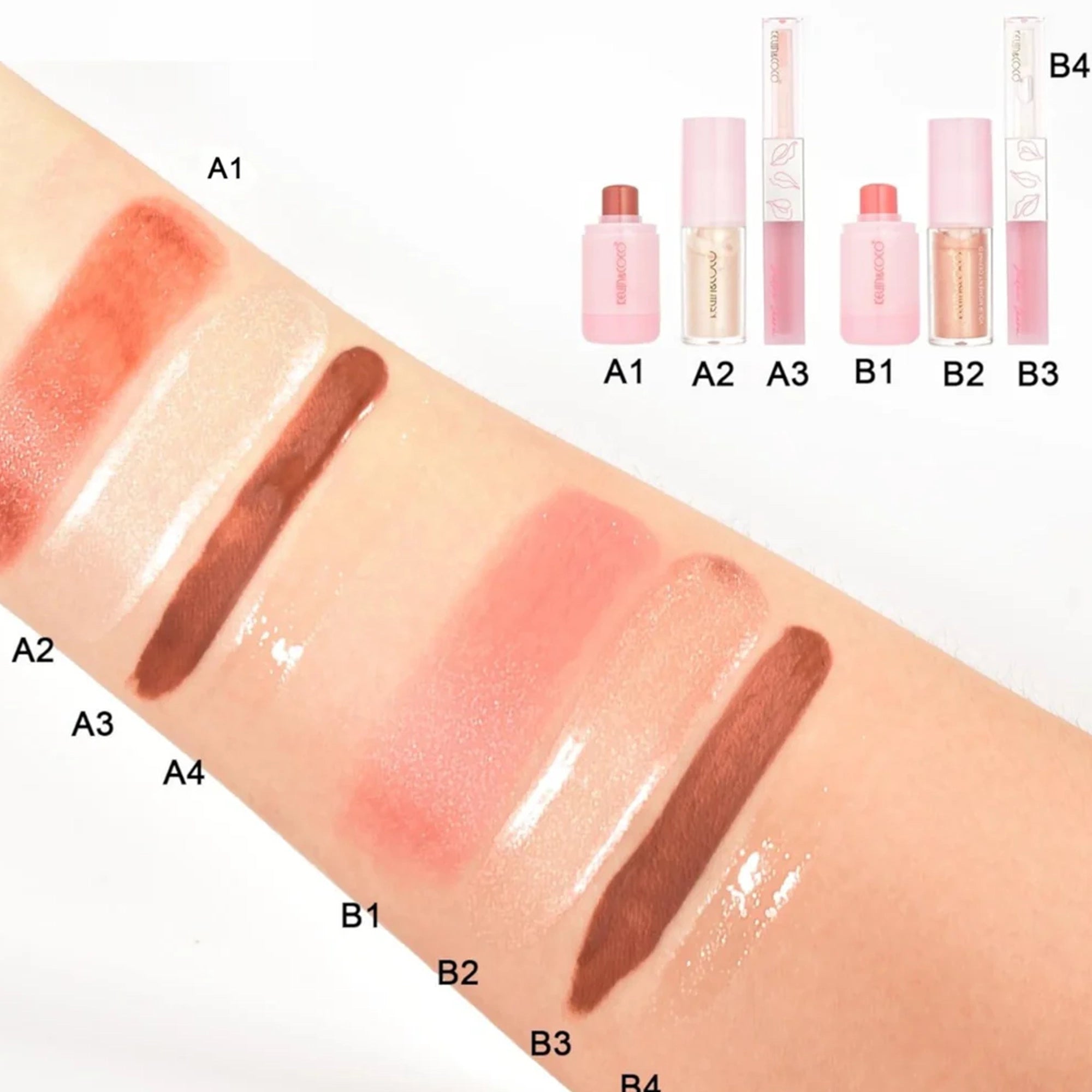 Kevin&Coco - Pudding Professional Makeup Set (Lip/Liquid Highlight/Cream Blush) - A