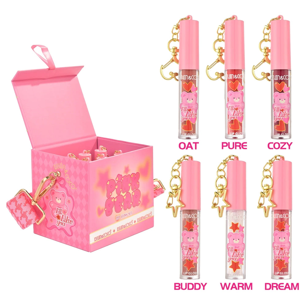 Kevin & Coco - Pink Bear Box W/Strap 6PC Lip Gloss Set – TRUECOLOR