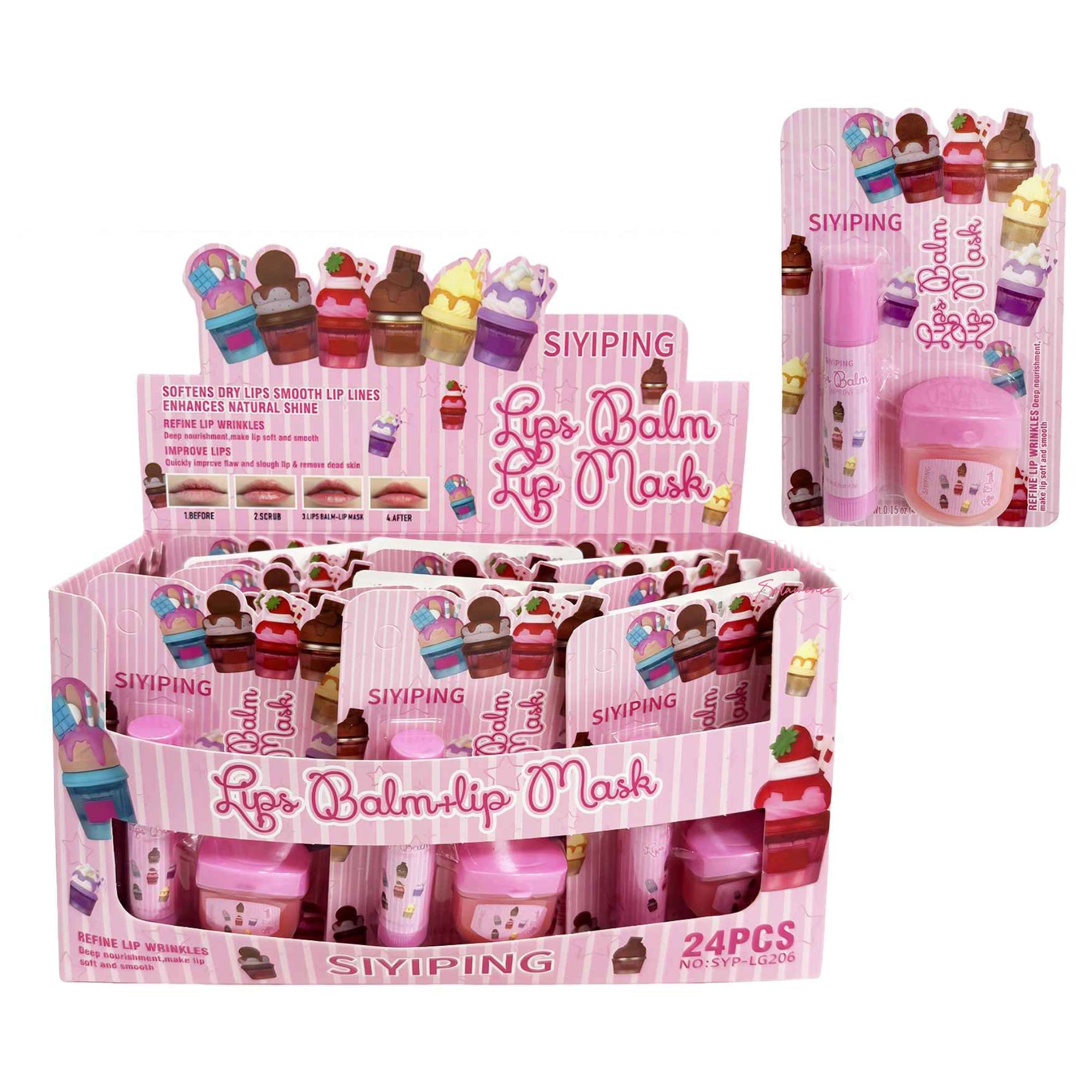 2-in-1 Lip Balm and Lip Mask Set (24-Pack Display Box) (LLG28