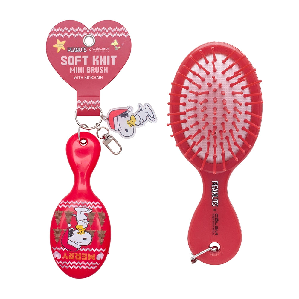 Celavi - Peanuts Holiday Single Mini Hairbrush with Keychain