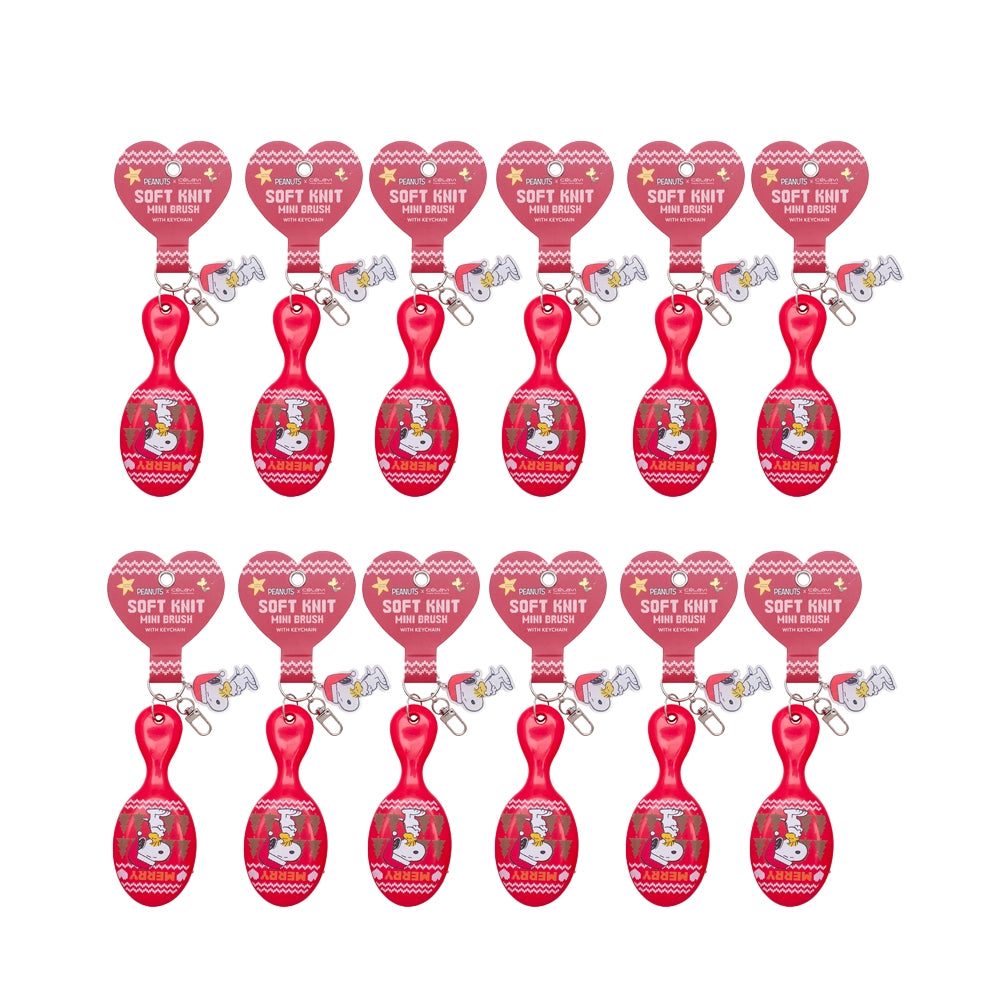 Celavi - Peanuts Holiday Single Mini Hairbrush with Keychain