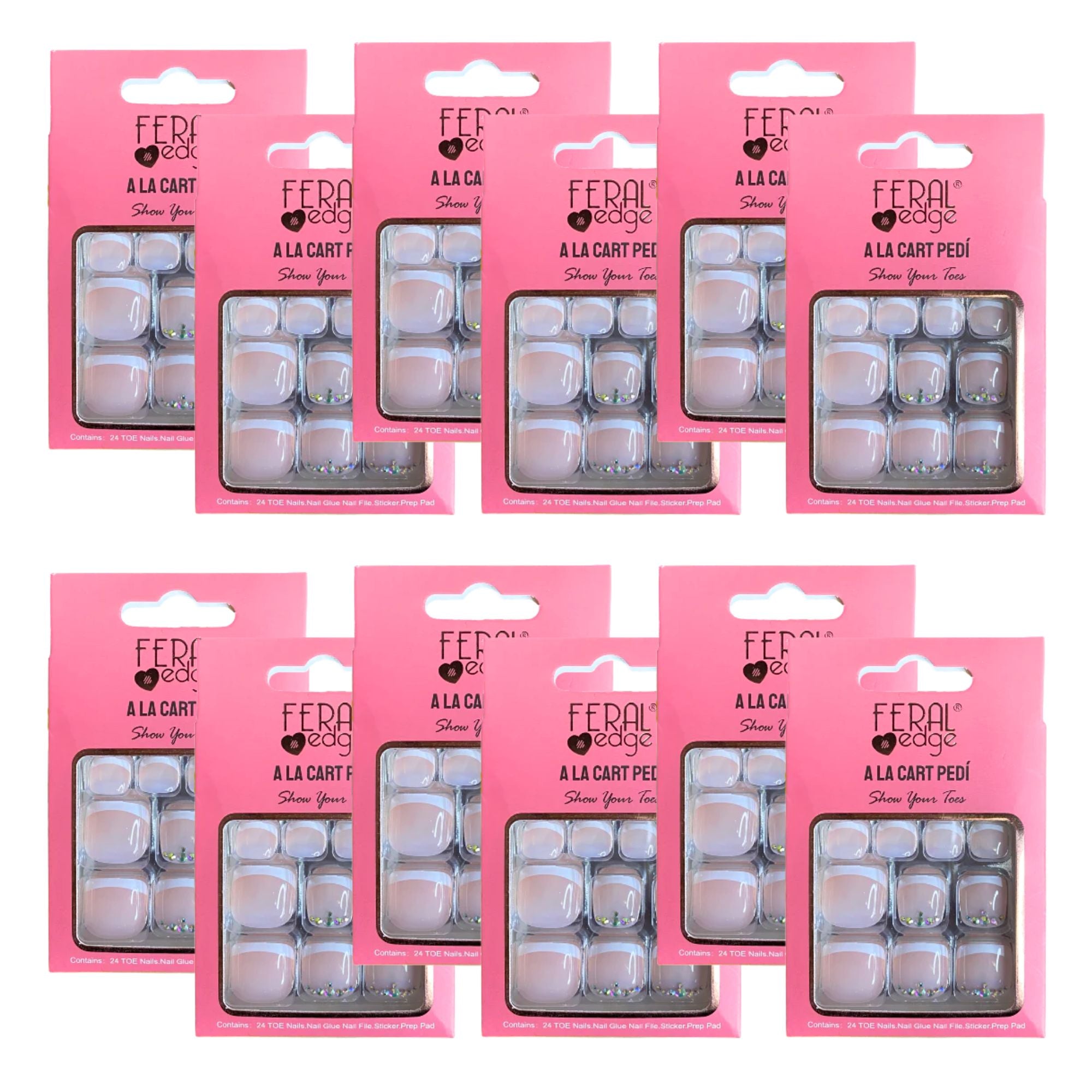 Feral Edge - A La Cart Pedi French Tip Toe Nail Tip 24CT
