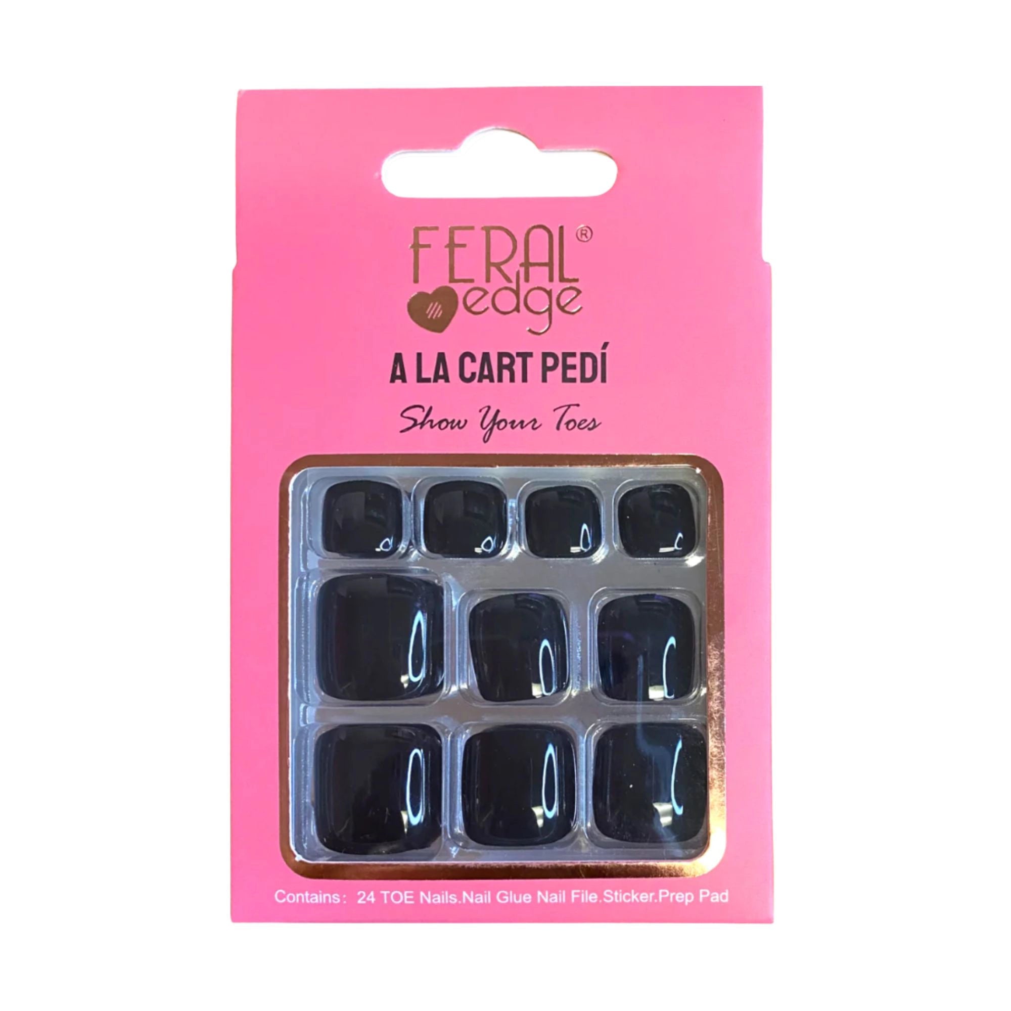 Feral Edge - A La Cart Pedi Black Pedicure Toe Nail Tip 24CT