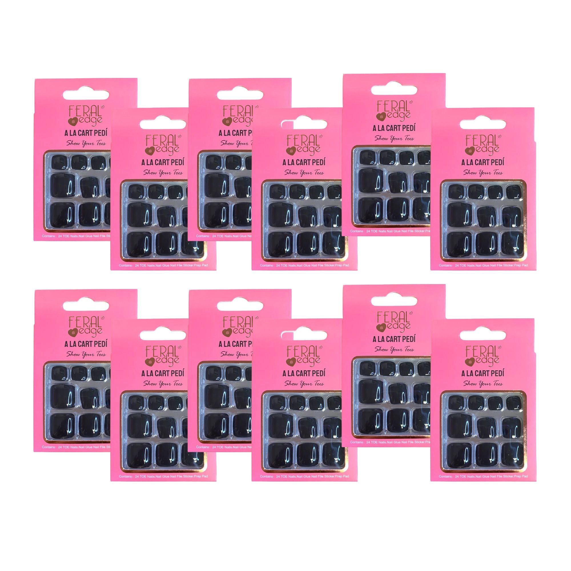 Feral Edge - A La Cart Pedi Black Pedicure Toe Nail Tip 24CT