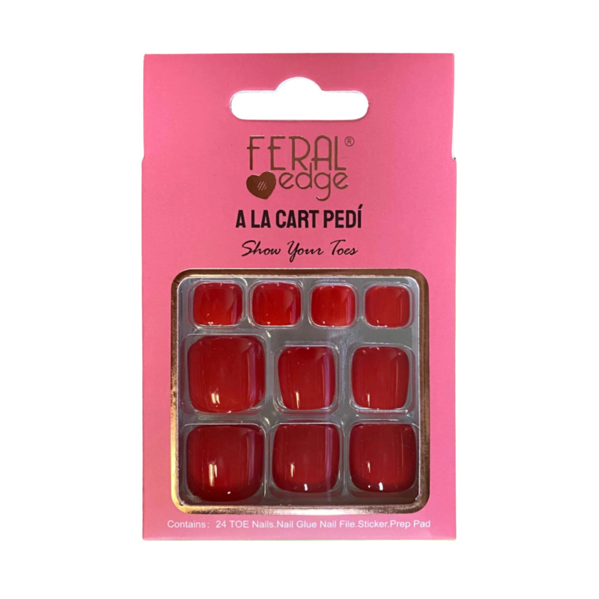 Feral Edge - A La Cart Pedi Red Pedicure Toe Nail Tip 24CT