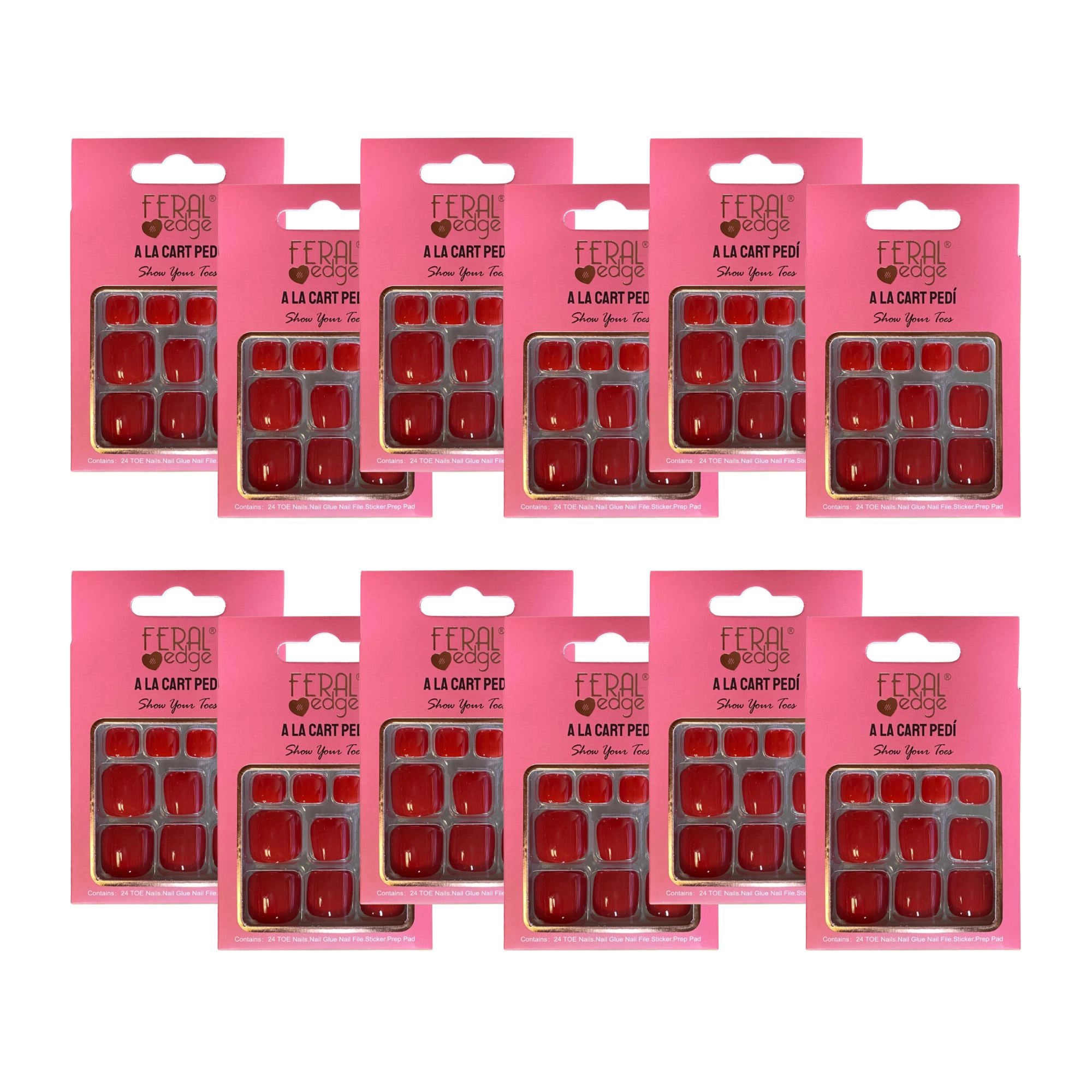 Feral Edge - A La Cart Pedi Red Pedicure Toe Nail Tip 24CT