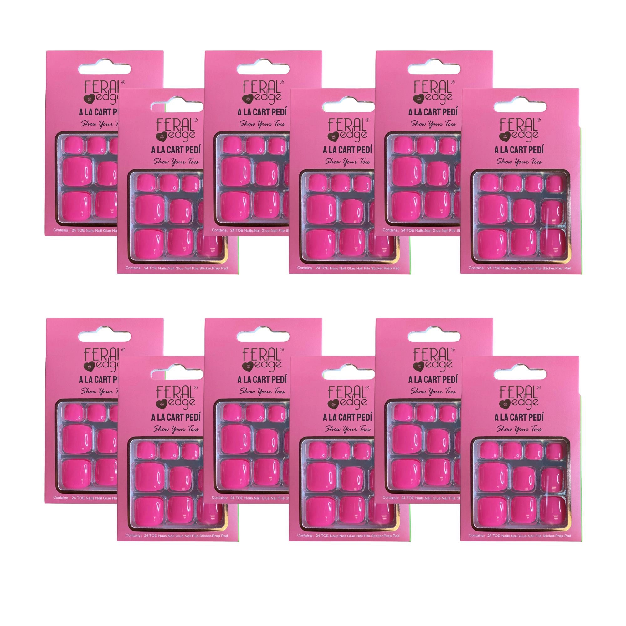 Feral Edge - A La Cart Pedi Pink Pedicure Toe Nail Tip 24CT