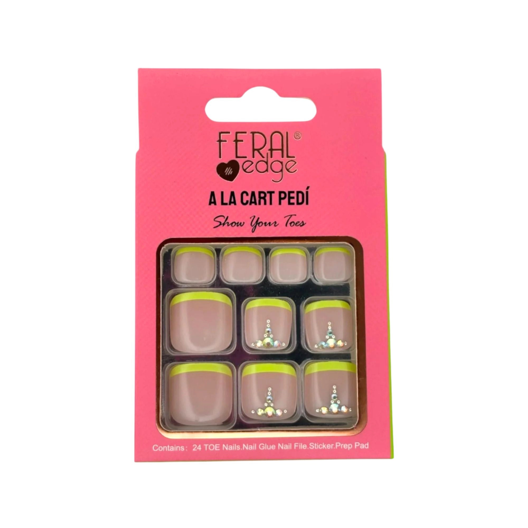 Feral Edge - A La Cart Pedi French Neon Green Toe Nail Tip 24CT
