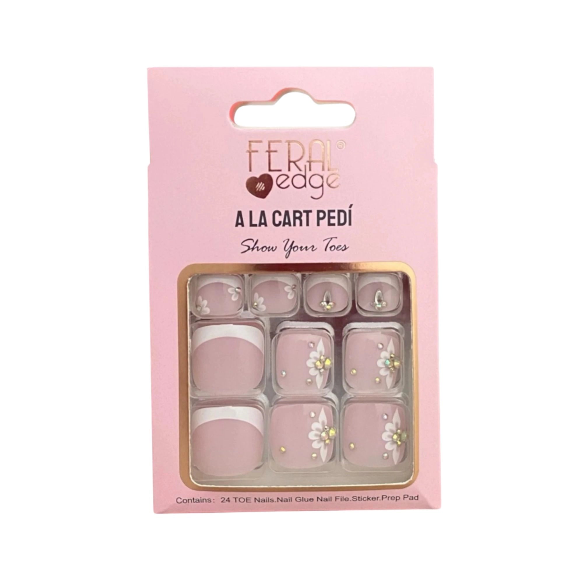 Feral Edge - A La Cart Pedi Flower French Toe Nail Tip 24CT