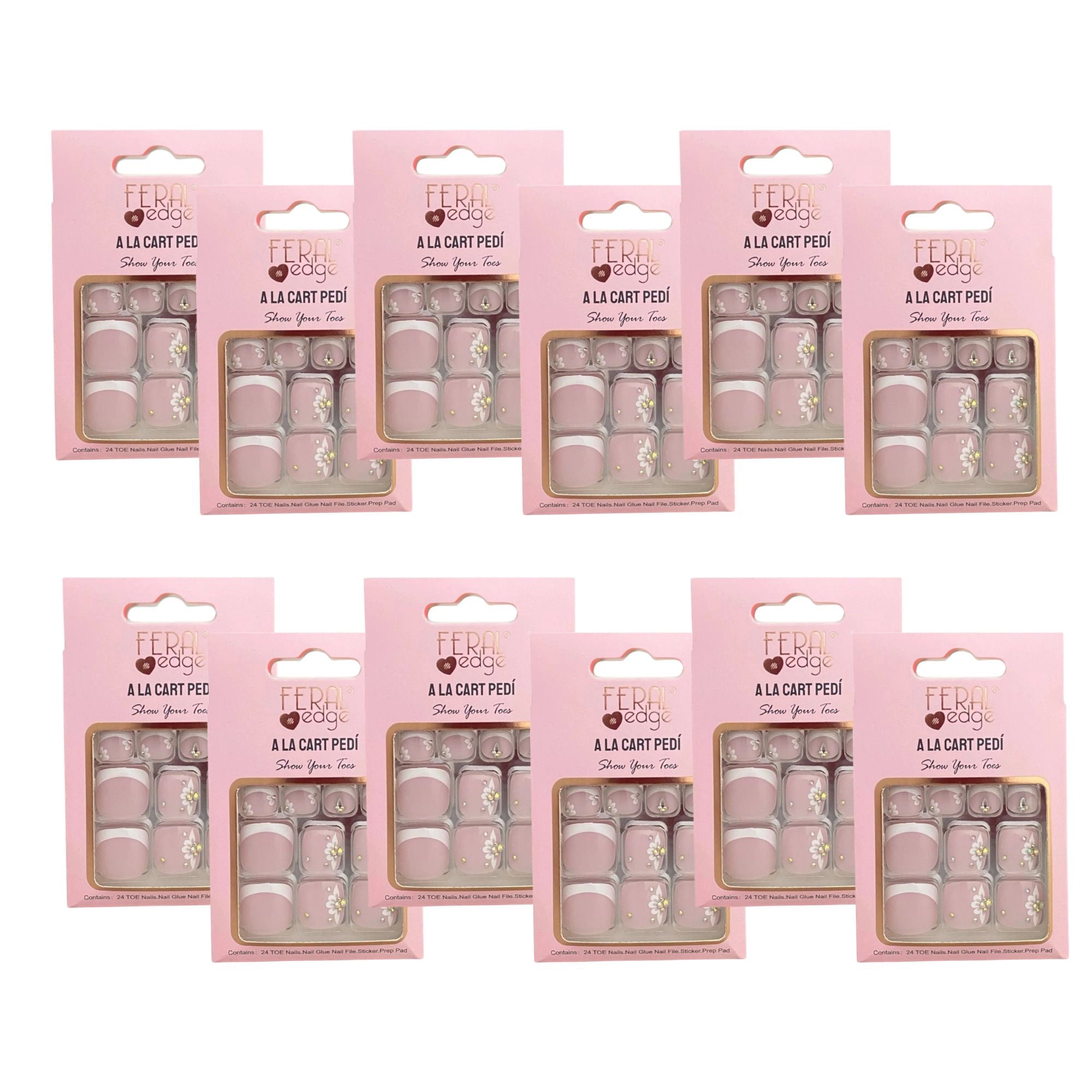 Feral Edge - A La Cart Pedi Flower French Toe Nail Tip 24CT