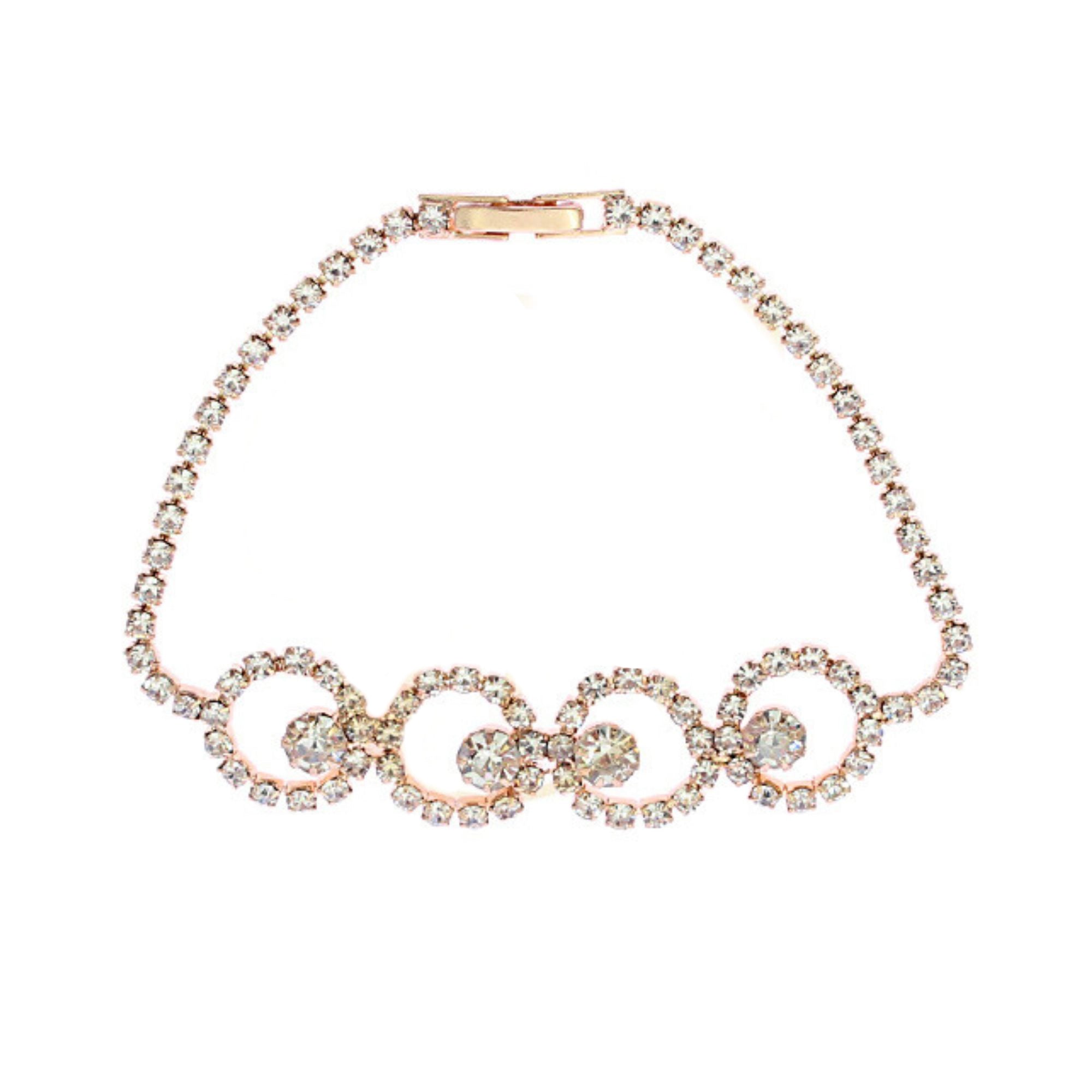 Dazzling Deco Charm: Vintage-Inspired Crystal Link Bracelet