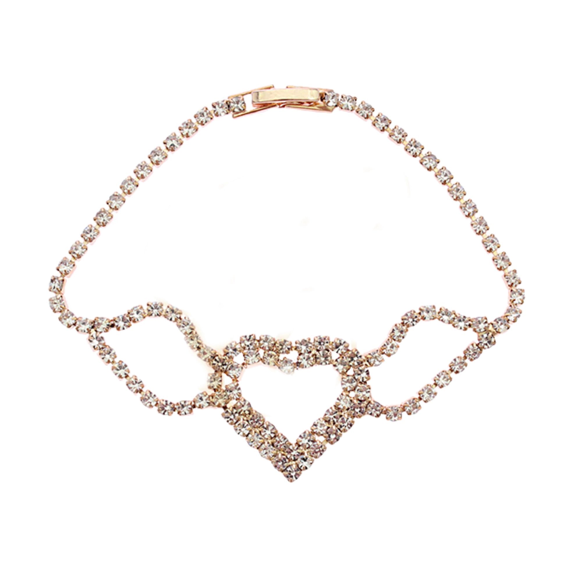 Sparkling Rhinestone Heart Fashion Bracelet