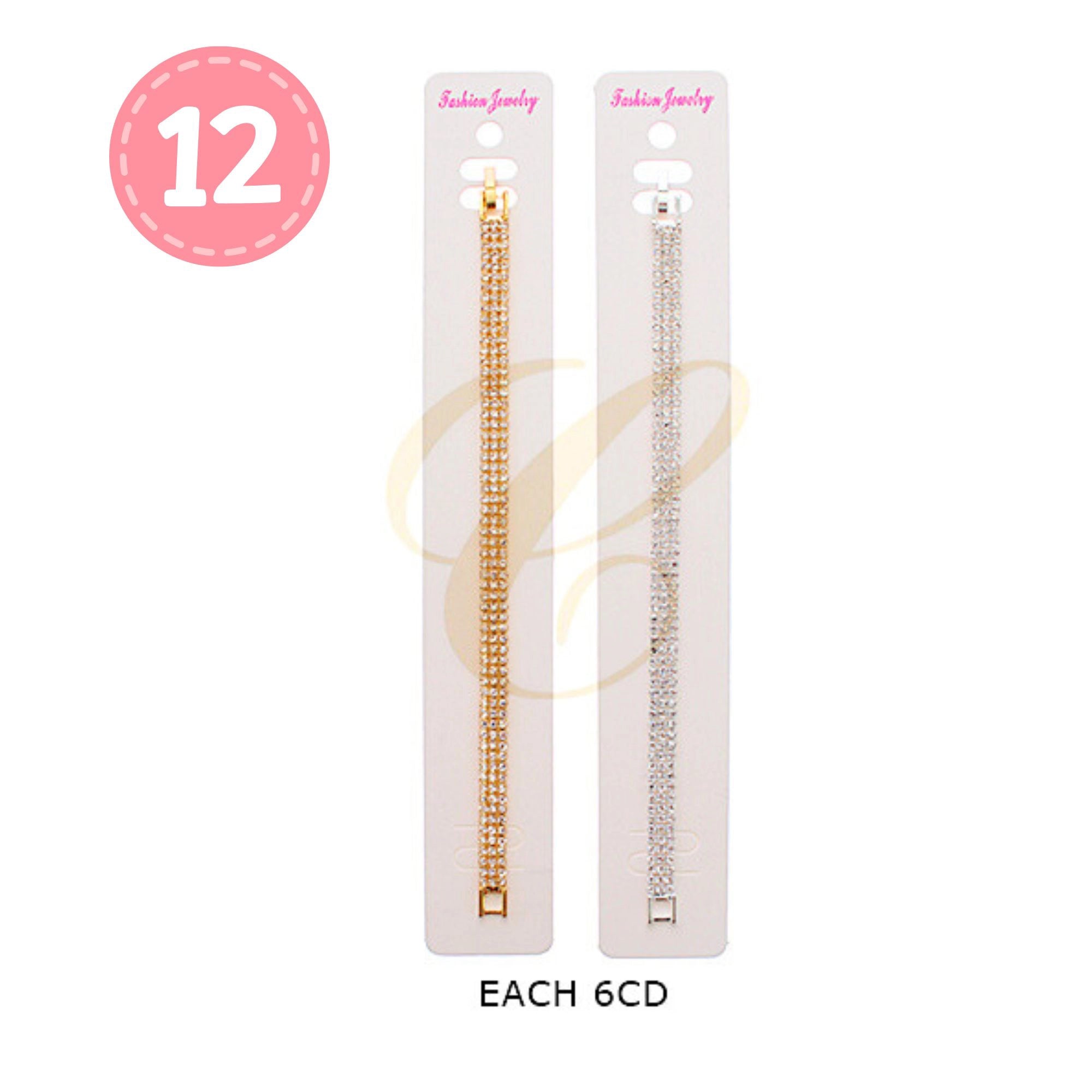 Double-Row Rhinestone Tennis Bracelet in Gold/Silver Tone