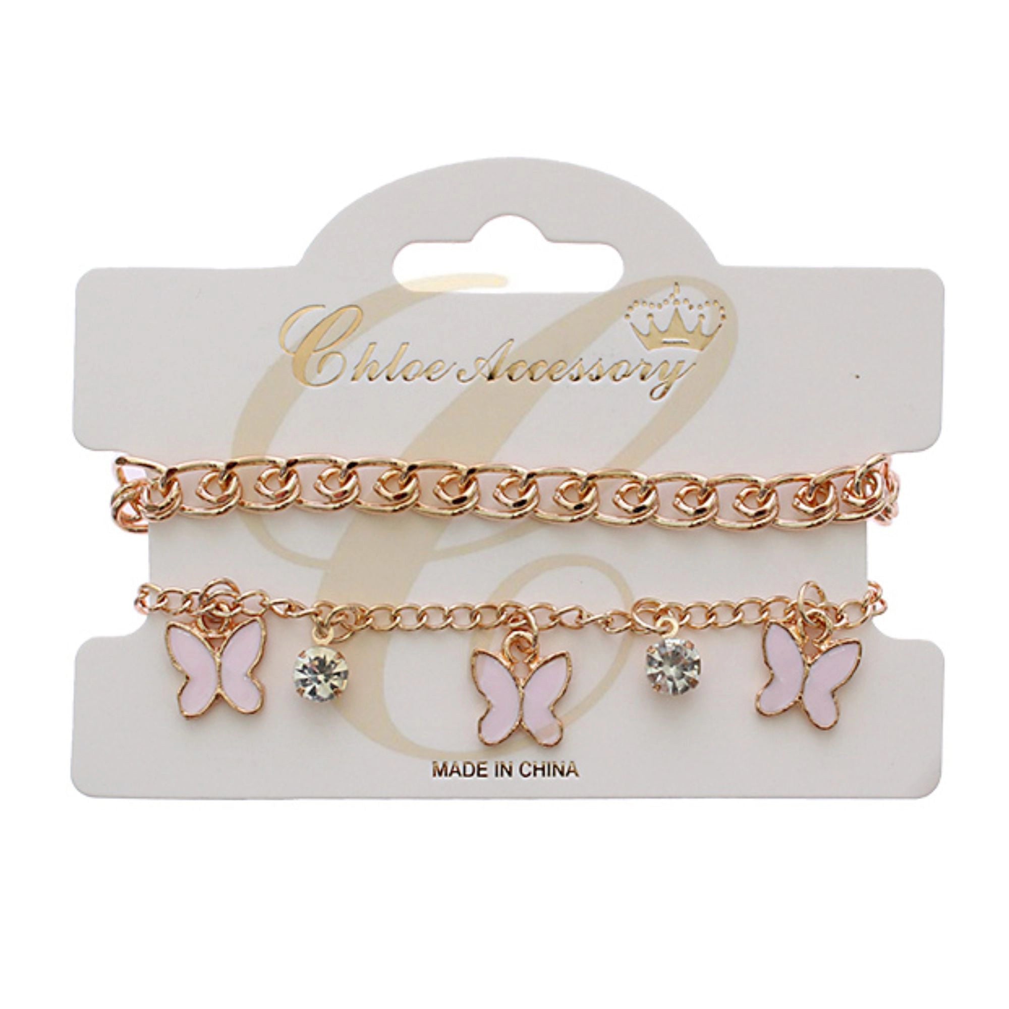Bohemian-Chic Crystal Bracelet with Butterfly Charms | Fashion Jwelry