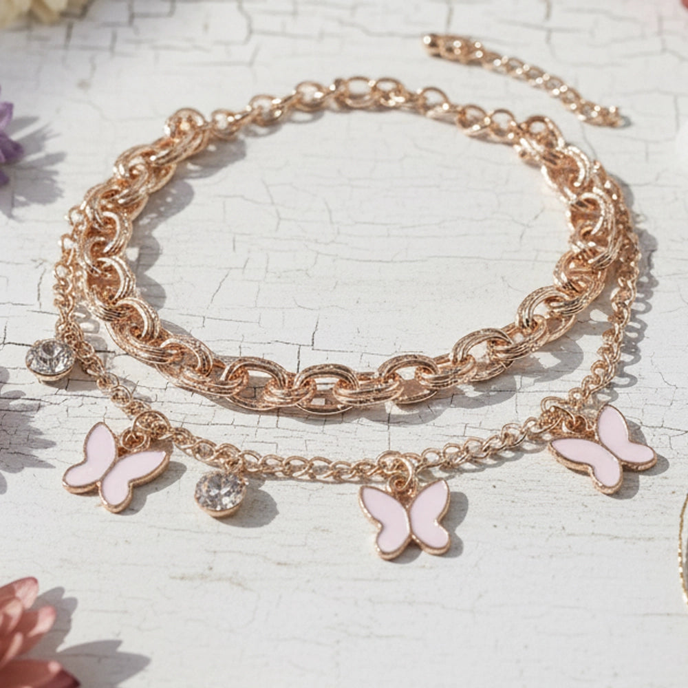 Bohemian-Chic Crystal Bracelet with Butterfly Charms | Fashion Jwelry