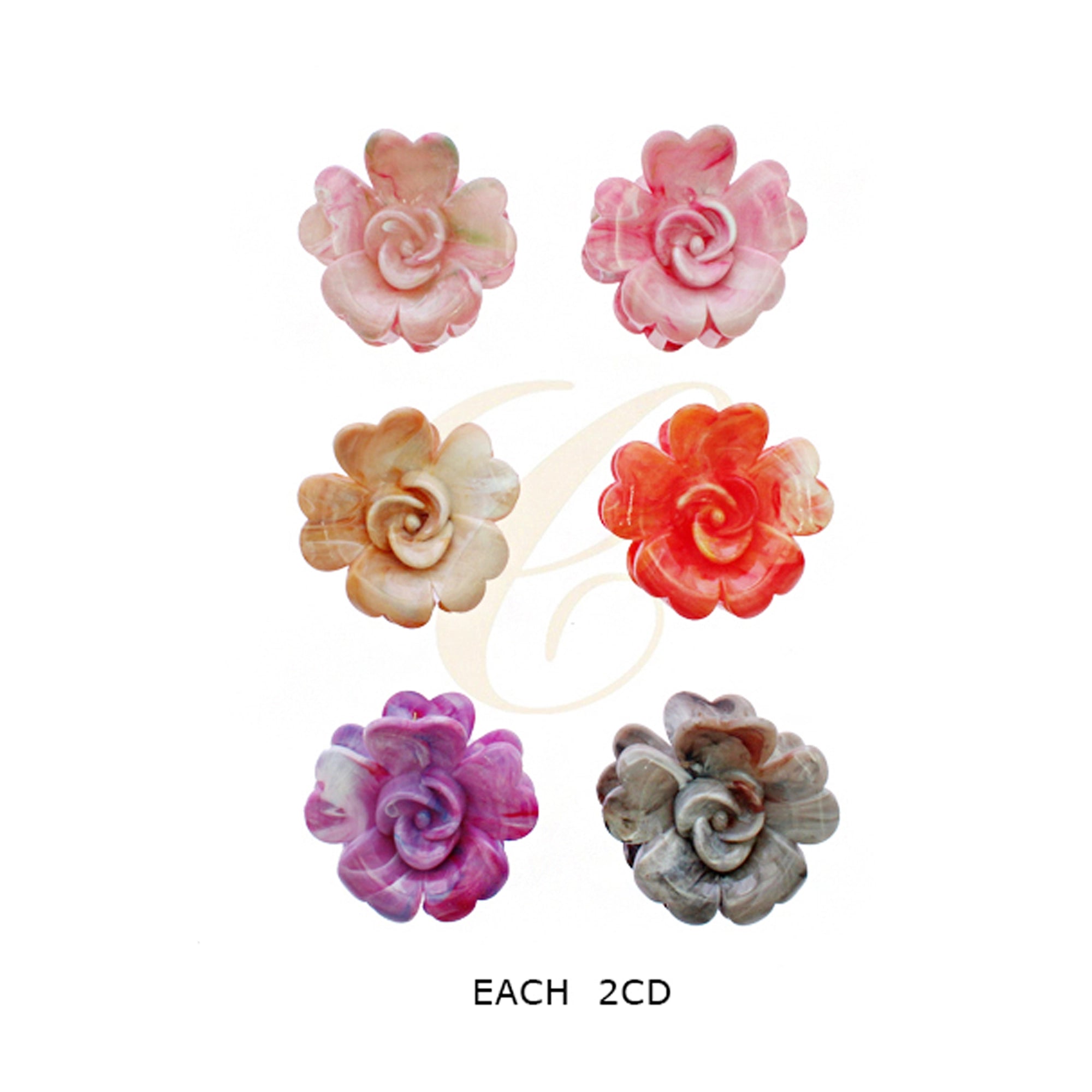 Floral Rose Hair Clip Set 6 Colors - 7CM Claw