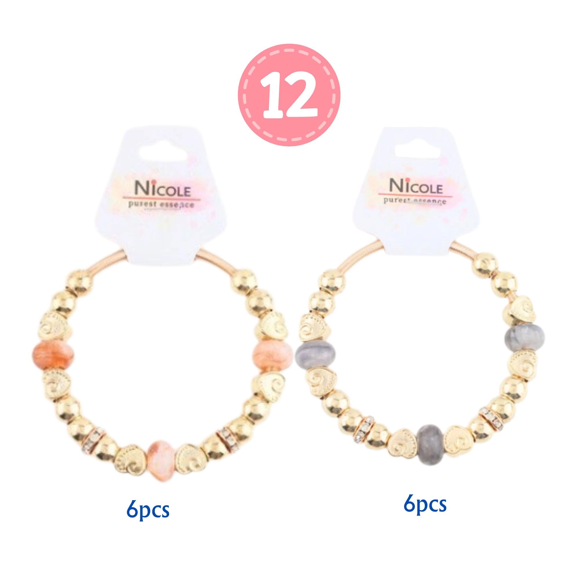 Bohemian Heart Bracelet | Peach Gray & Gold Fashion Jewelry