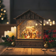 2pc/Box Vintage Nativity Swirling Glitter Water Lantern | LED Christmas Decor