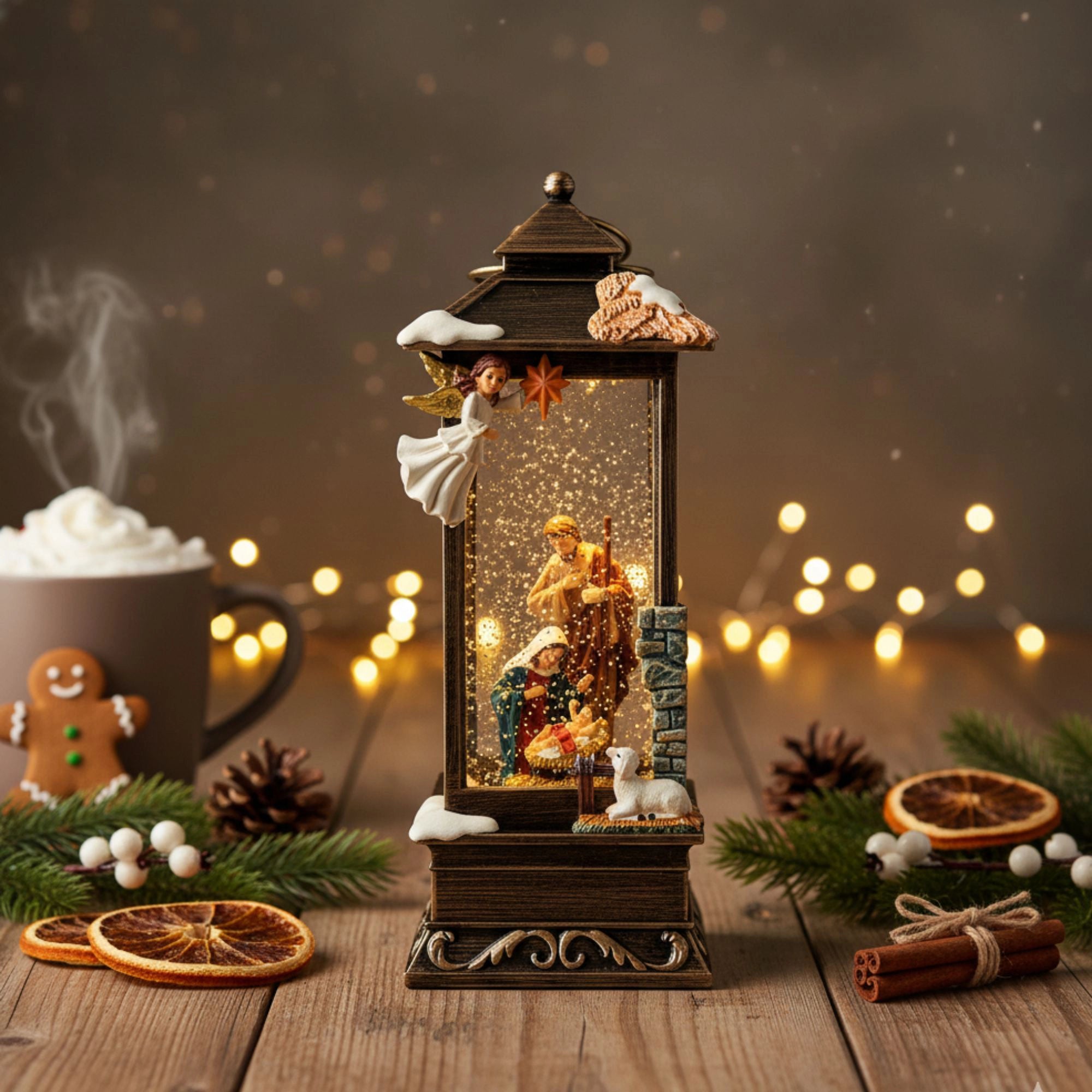 2pc/Box Nativity Scene LED Snow Globe Lantern - "A Silent Night Glow"