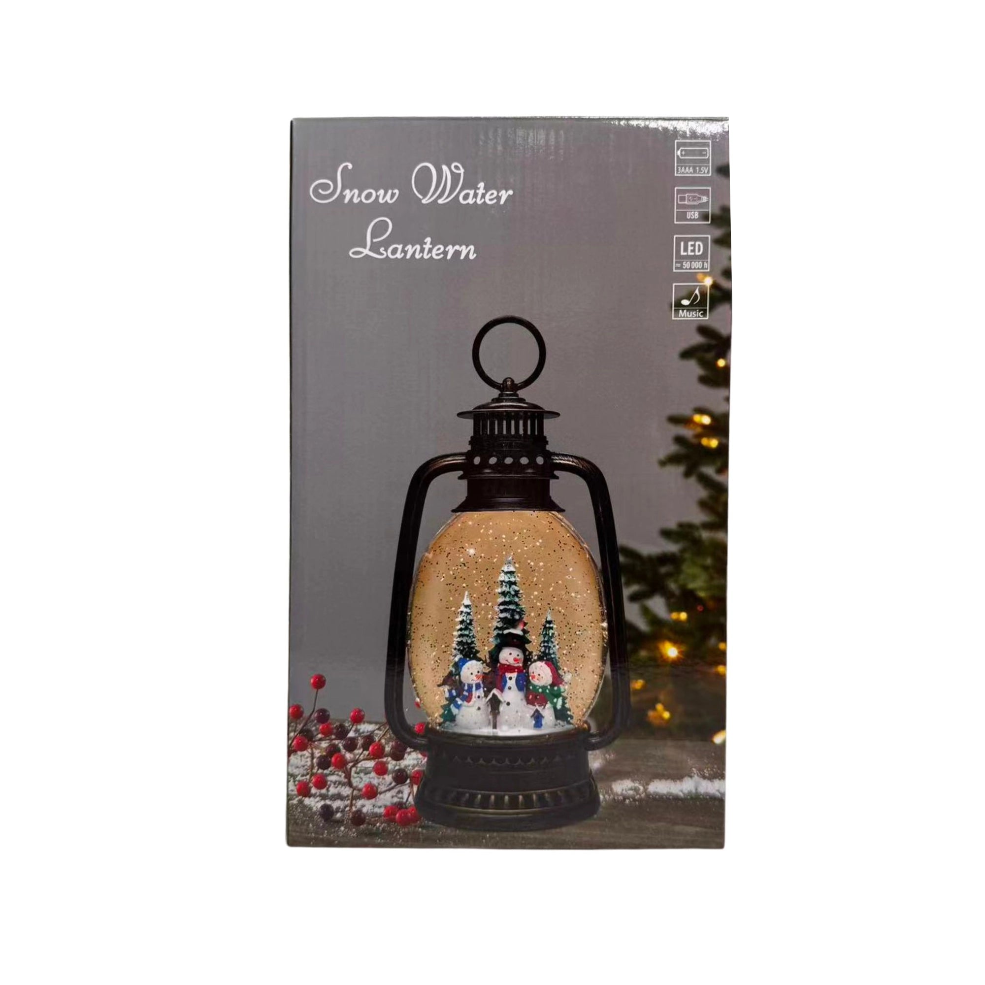 2pc/Box Vintage Nativity Swirling Glitter Water Lantern | LED Christmas Decor