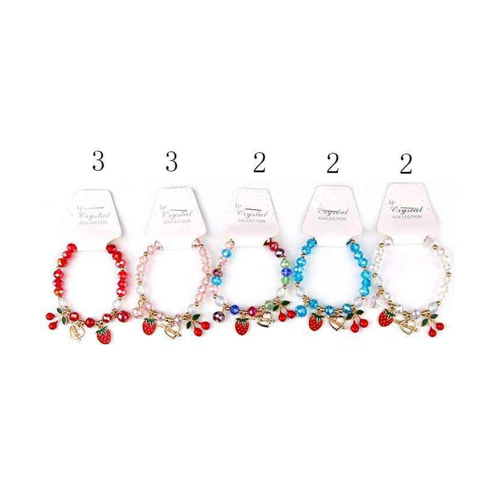 Beaded Charm Bracelet | Strawberry, Cherry & Heart “Love” Charms