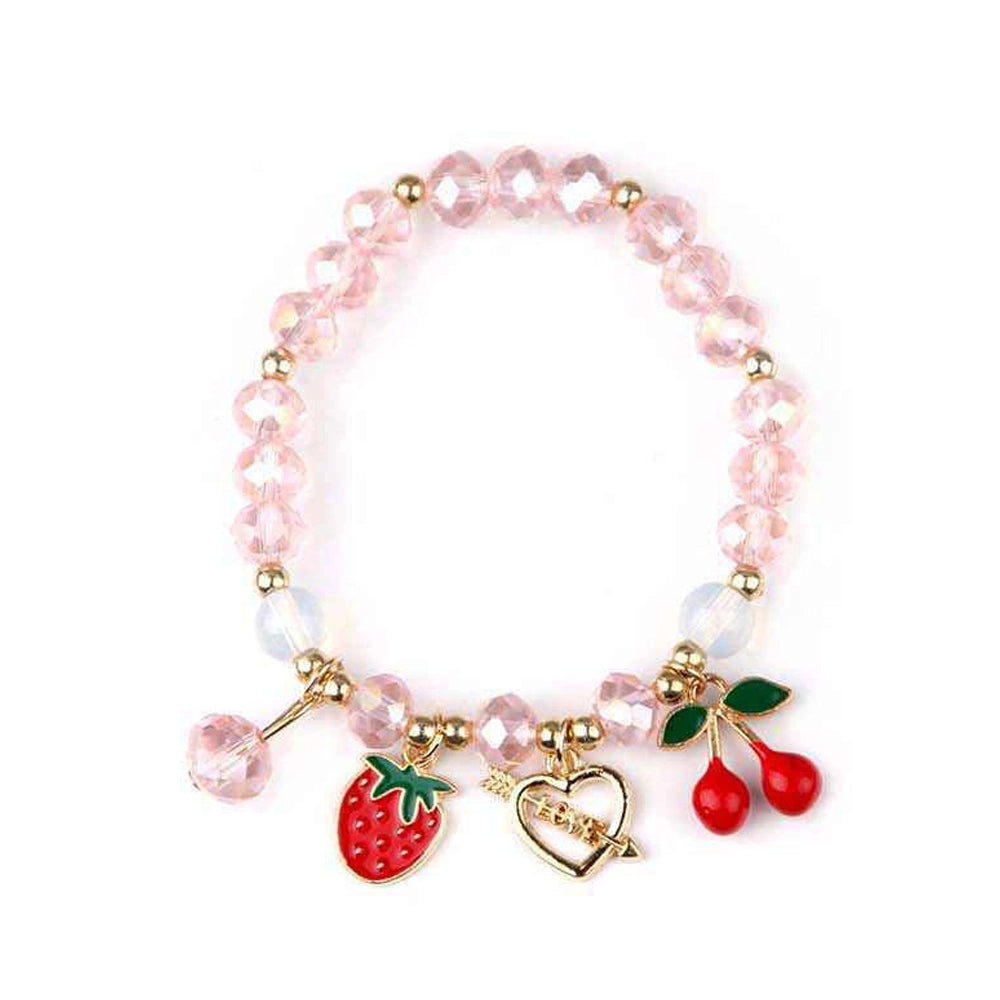 Beaded Charm Bracelet | Strawberry, Cherry & Heart “Love” Charms